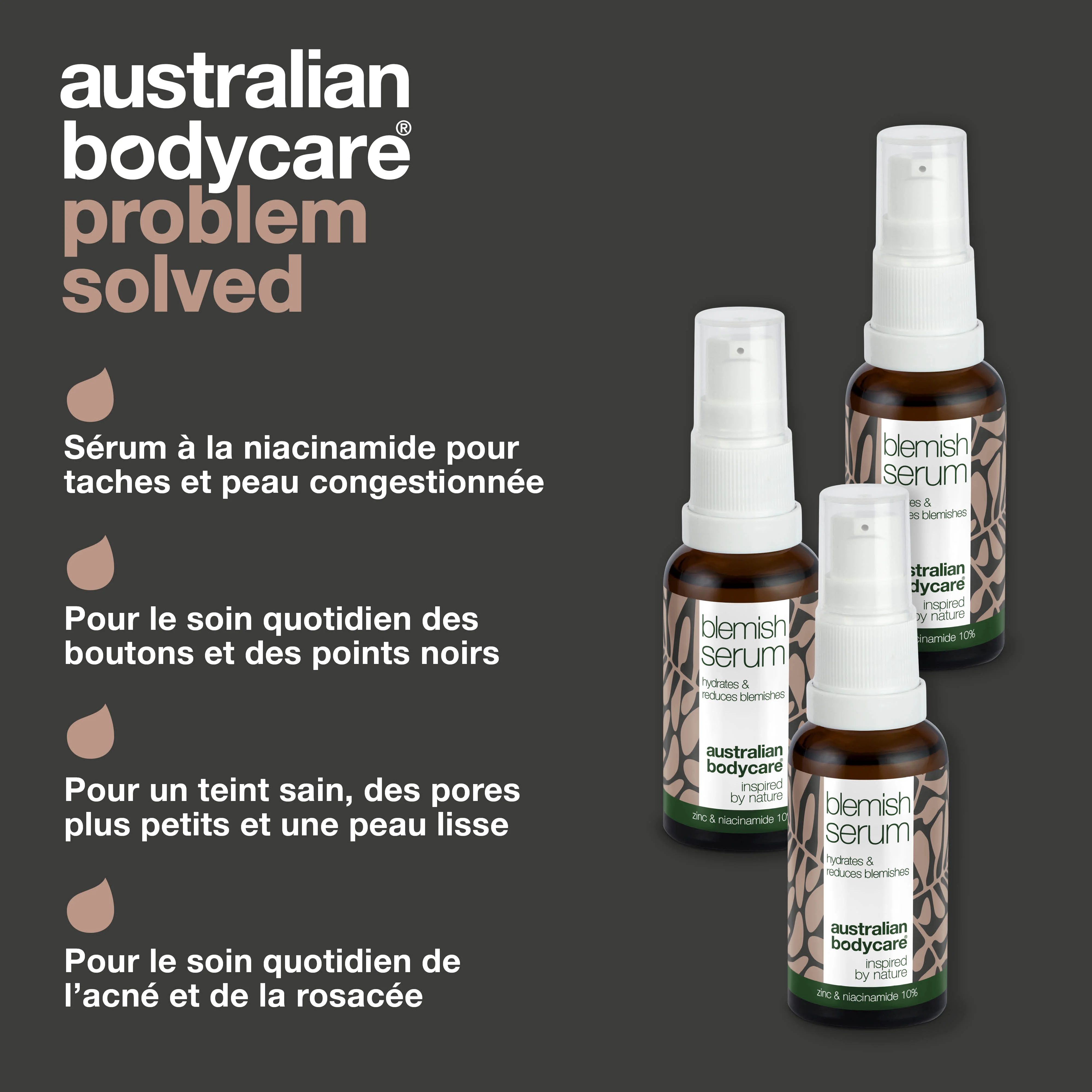 Kit de 3 sérums à la niacinamide pour les boutons et les points noirs — avec du Niacinamide 10%, du Zink 1% et de l'huile d'arbre à thé pour les peaux grasses à imperfections. - Image 3