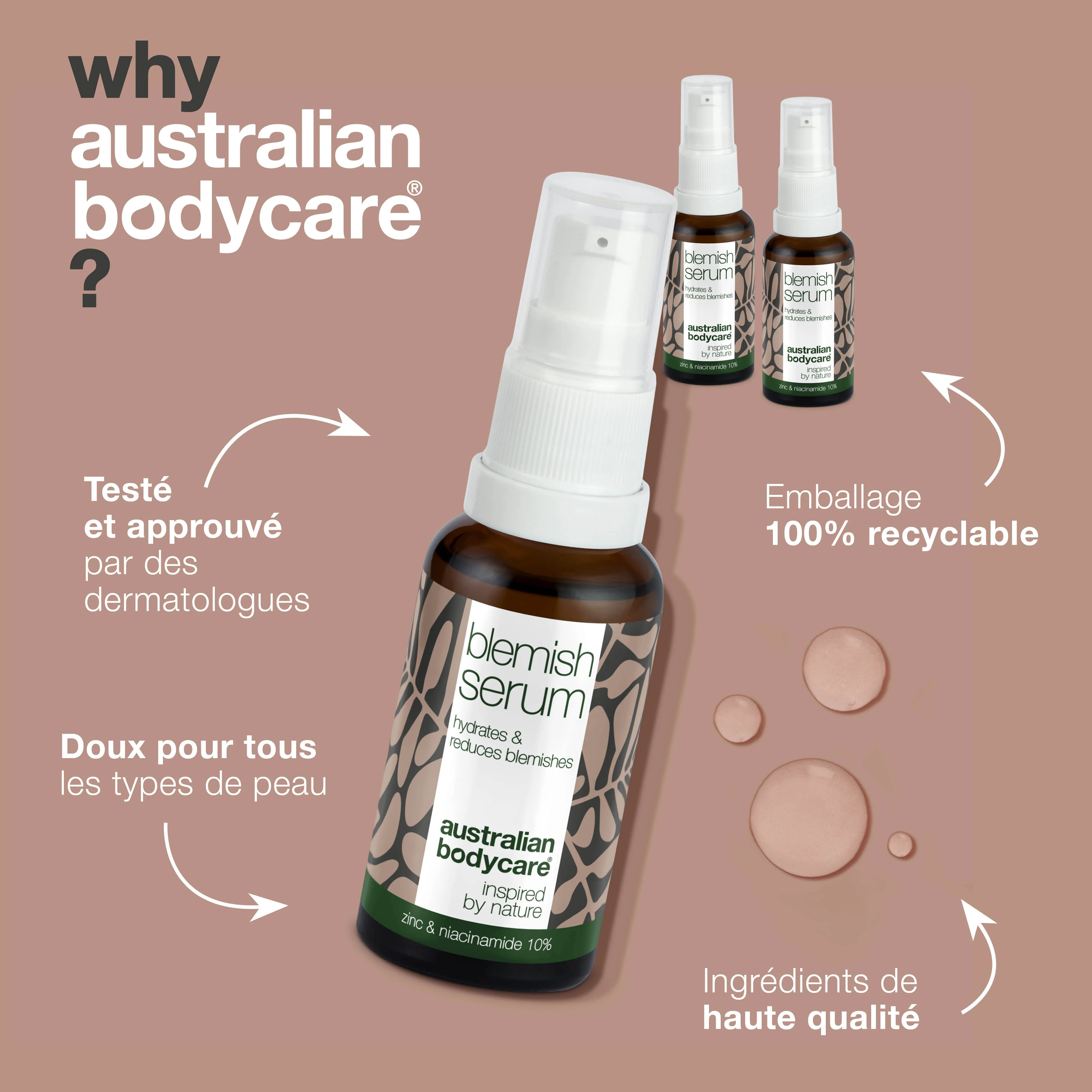 Kit de 3 sérums à la niacinamide pour les boutons et les points noirs — avec du Niacinamide 10%, du Zink 1% et de l'huile d'arbre à thé pour les peaux grasses à imperfections. - Image 4
