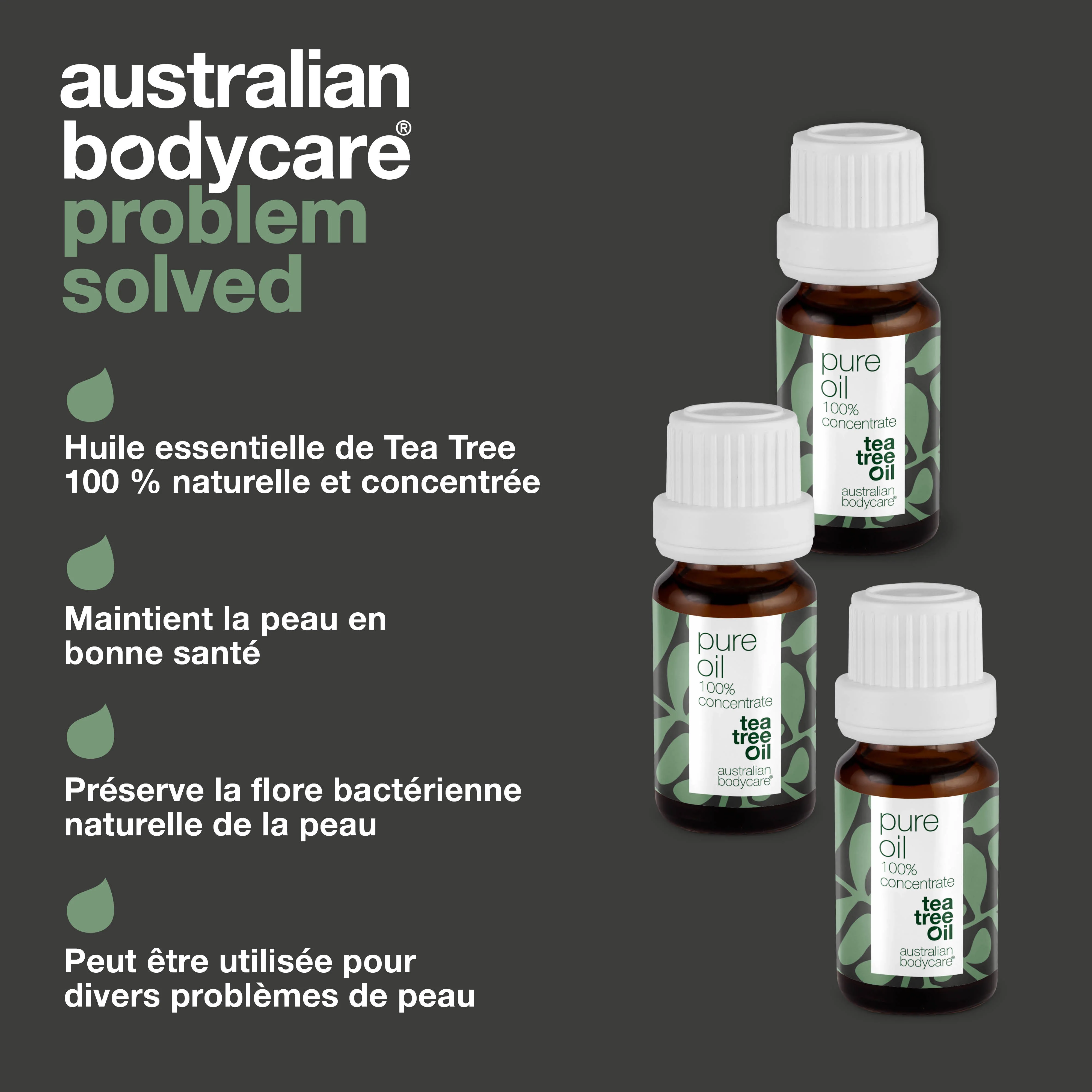 3 x XL 30 ml Huile de tea tree pour problèmes de peau — Kit de 3 bouteilles d'huile de tea tree 100% concentrée et non diluée en provenance d'Australie - Image 3