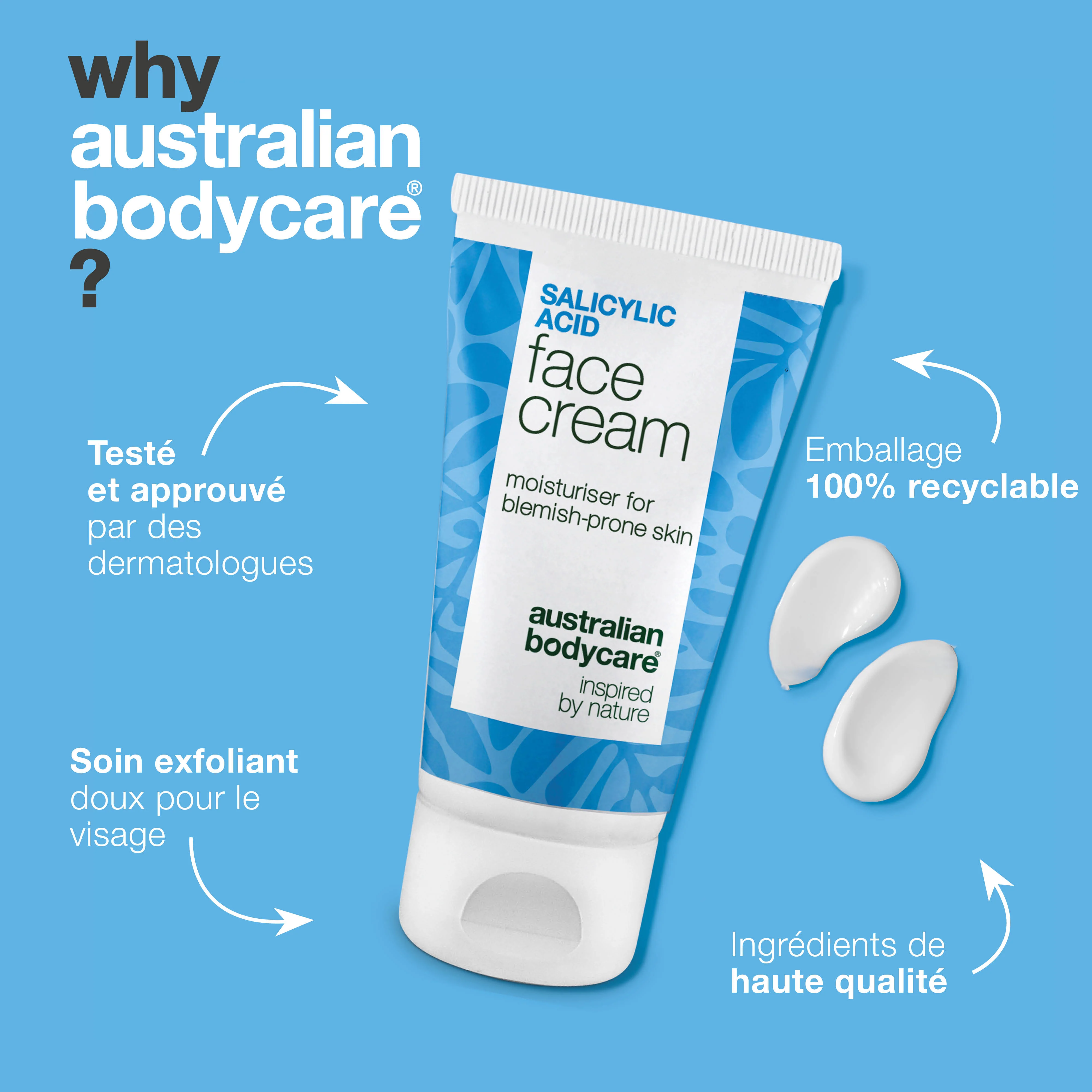 Crème Hydratante Visage à l’Acide Salicylique pour boutons et points noirs — Crème Visage légère et non grasse à l’acide salicylique peau grasse et impure – nettoie les pores et purifie la peau. - Image 4