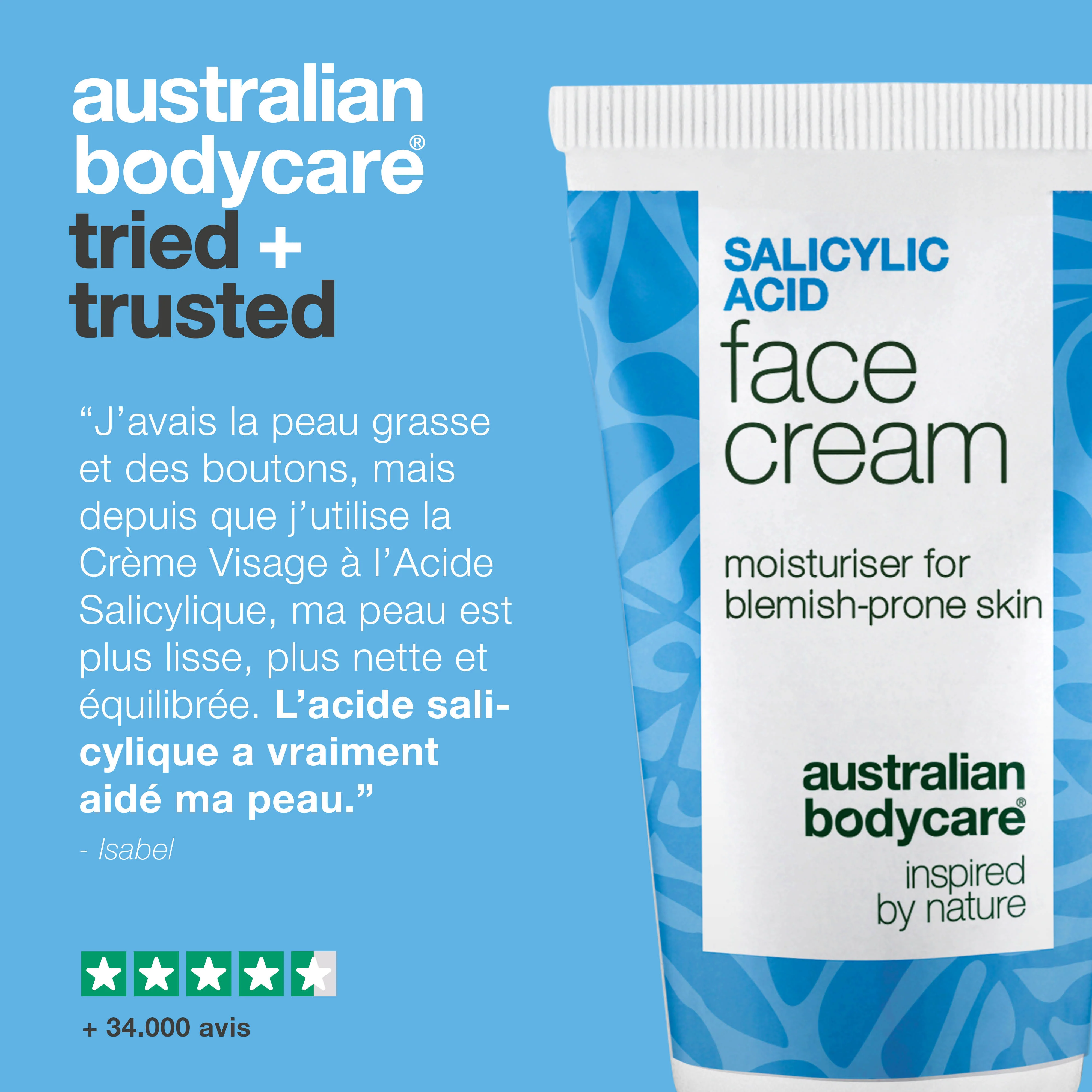 Crème Hydratante Visage à l’Acide Salicylique pour boutons et points noirs — Crème Visage légère et non grasse à l’acide salicylique peau grasse et impure – nettoie les pores et purifie la peau. - Image 5