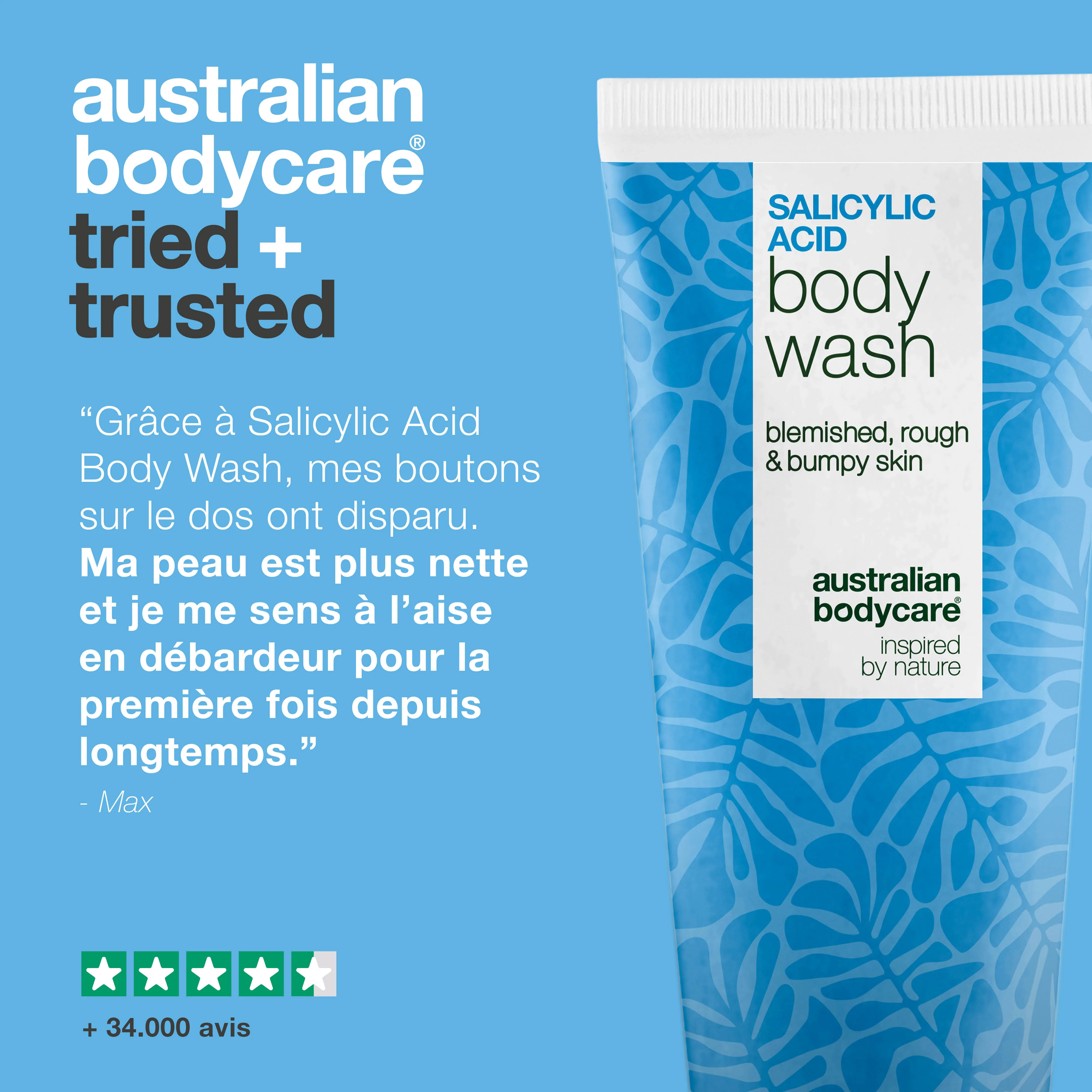 Gel douche à l’acide salicylique pour pores obstrués — Gel à l’acide salicylique contre boutons et pores bouchés. Contient acide salicylique, niacinamide, zinc PCA et glycérine. - Image 5