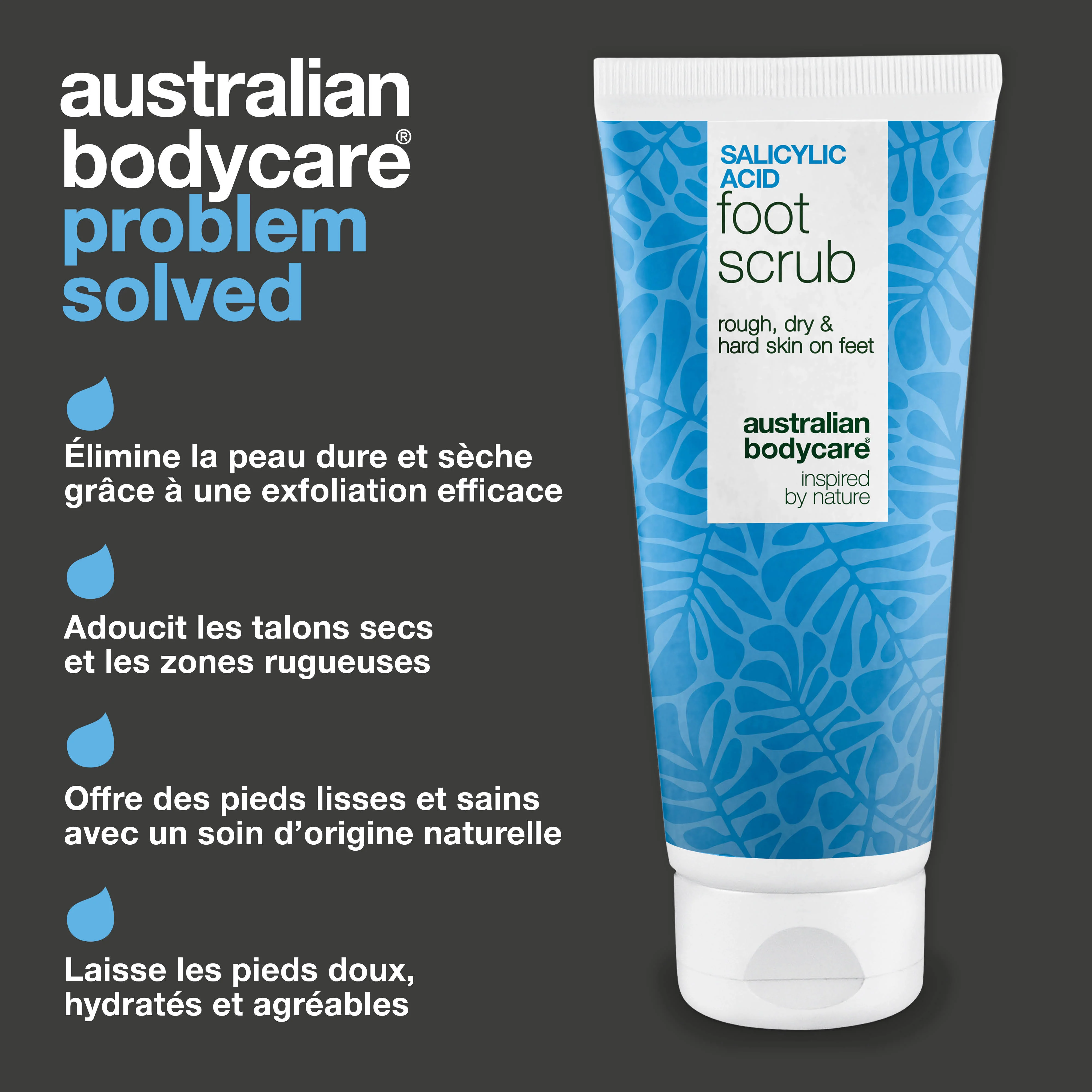 Gommage pieds à l’acide salicylique – contre peau dure et sèche — Gommage pour les pieds à l’acide salicylique contre callosités et talons secs. Rend la peau douce, hydratée et rafraîchie. - Image 3