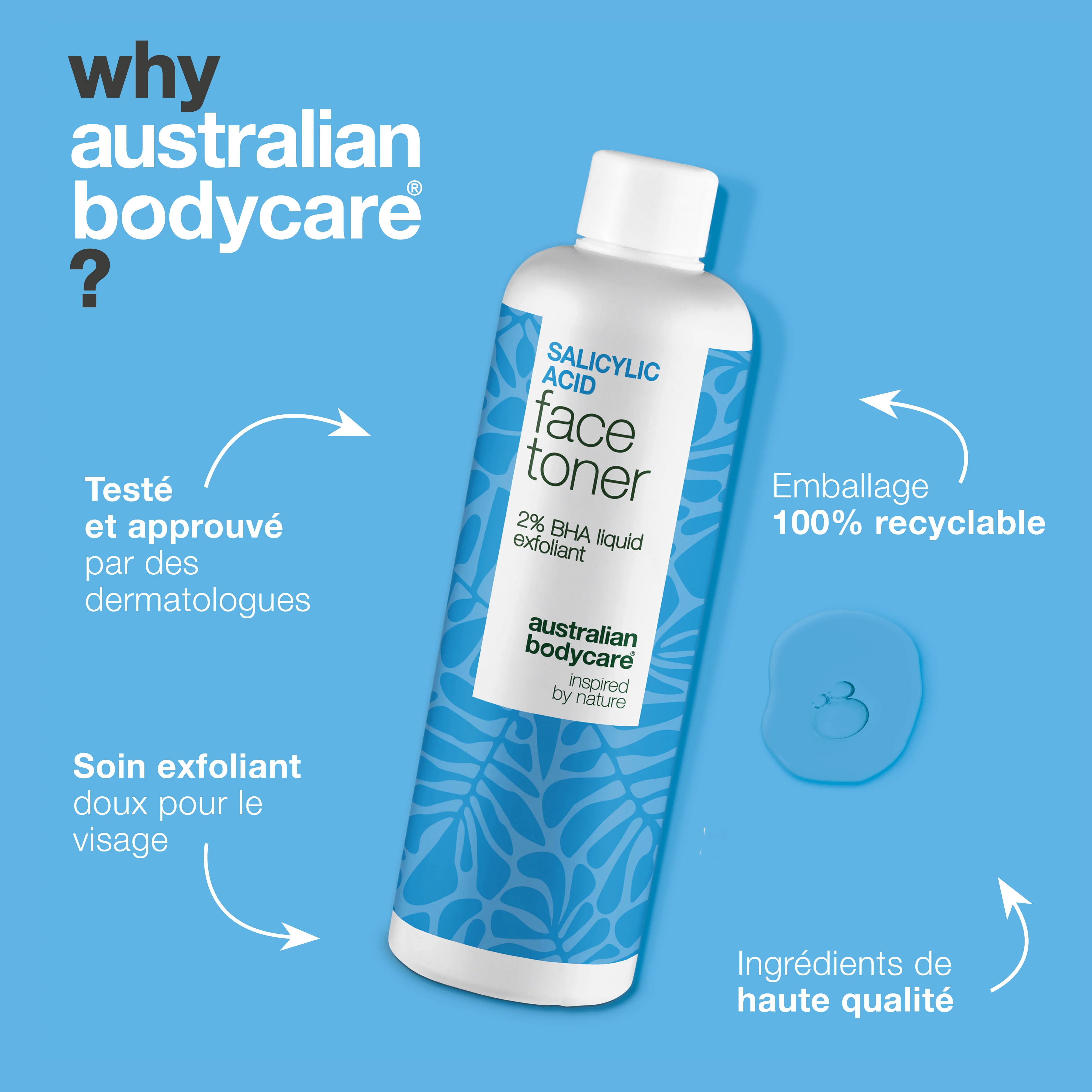 Tonique à l'acide salicylique pour pores et boutons — Ce peeling/exfoliant à l'acide salicylique réduit les pores, les boutons et l'excès de sébum. Parfait pour purifier la peau au quotidien. - Image 4