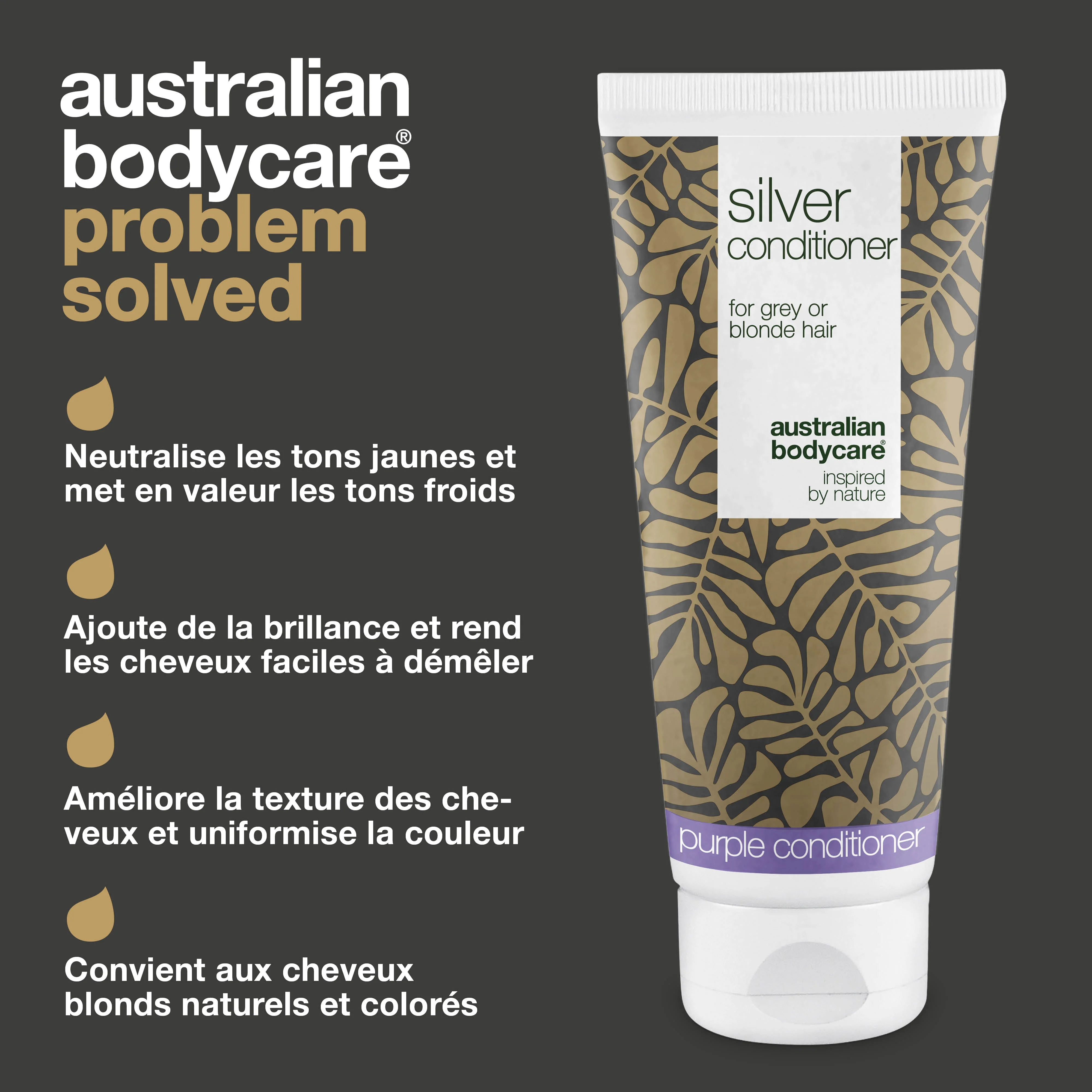 Silver Conditioner pour cheveux gris et blonds – Anti-jaune — Après-shampooing aux pigments violets, élimine le jaune et sublime les tons froids des cheveux gris ou blonds. Ajoute éclat et force. - Image 3