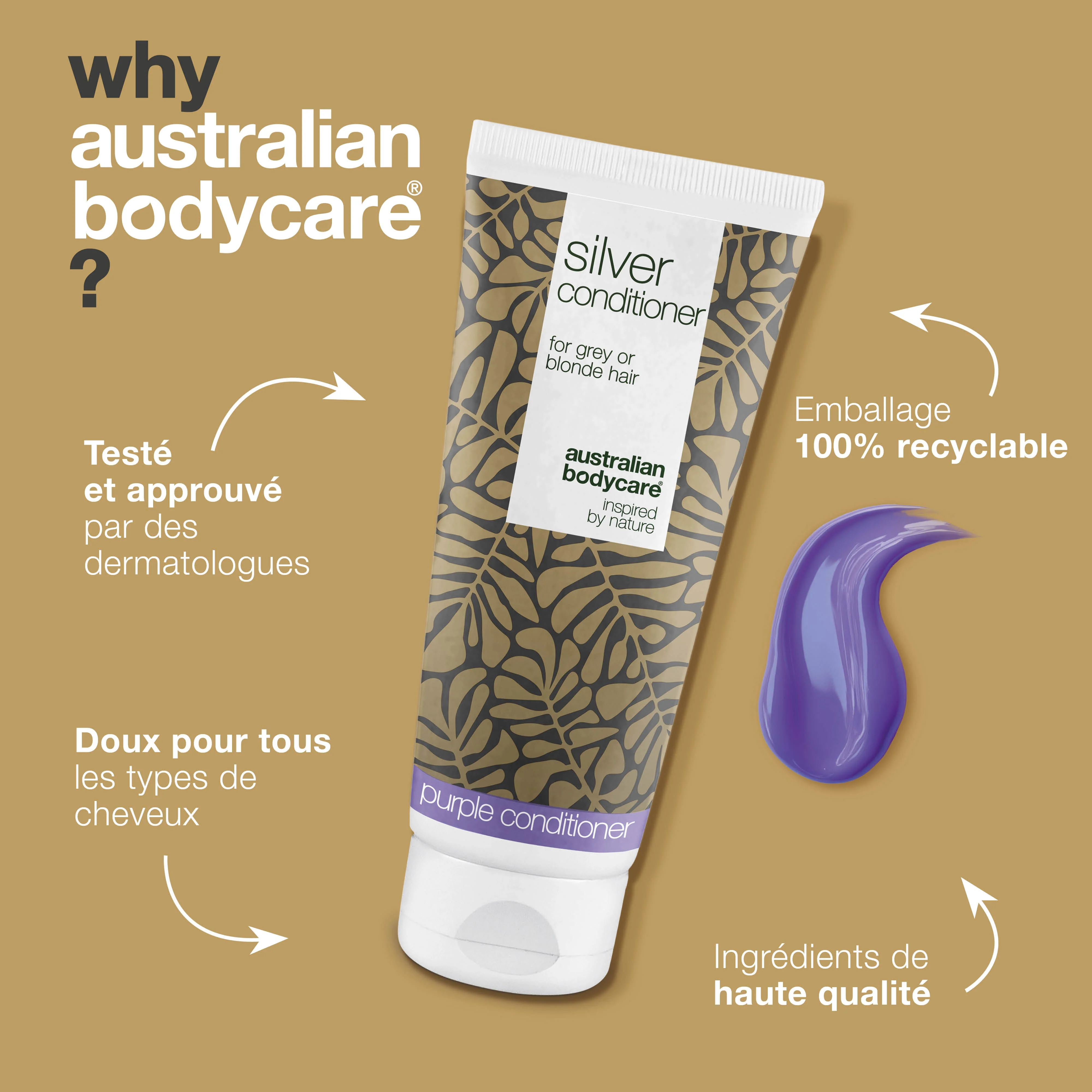 Silver Conditioner pour cheveux gris et blonds – Anti-jaune — Après-shampooing aux pigments violets, élimine le jaune et sublime les tons froids des cheveux gris ou blonds. Ajoute éclat et force. - Image 4