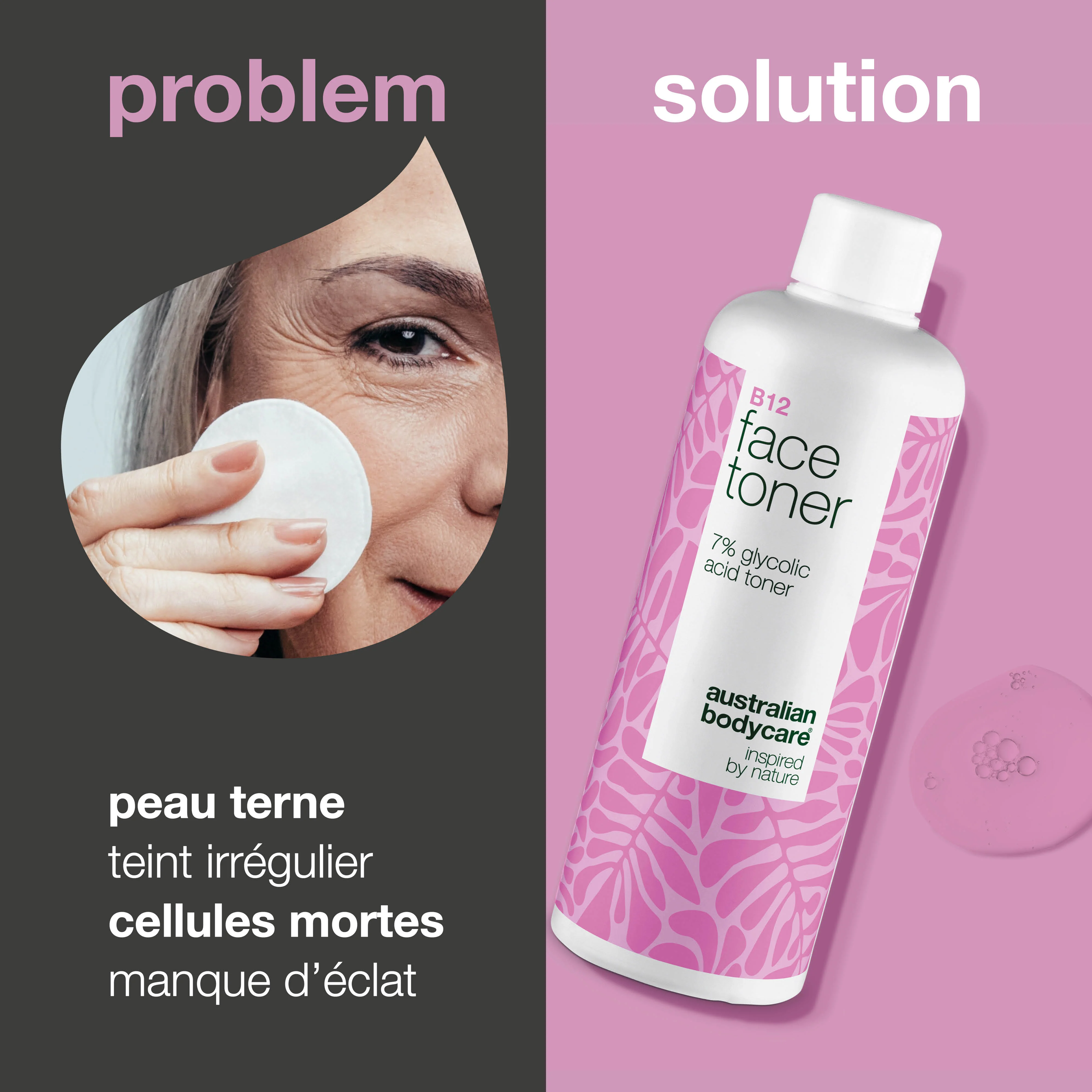 Tonique visage B12 et 7% Glycolic Acid pour peau lisse — Tonique exfoliant avec B12 et 7% Glycolic Acid. Illumine le teint et lisse la peau pour une apparence fraîche et uniforme. - Image 2