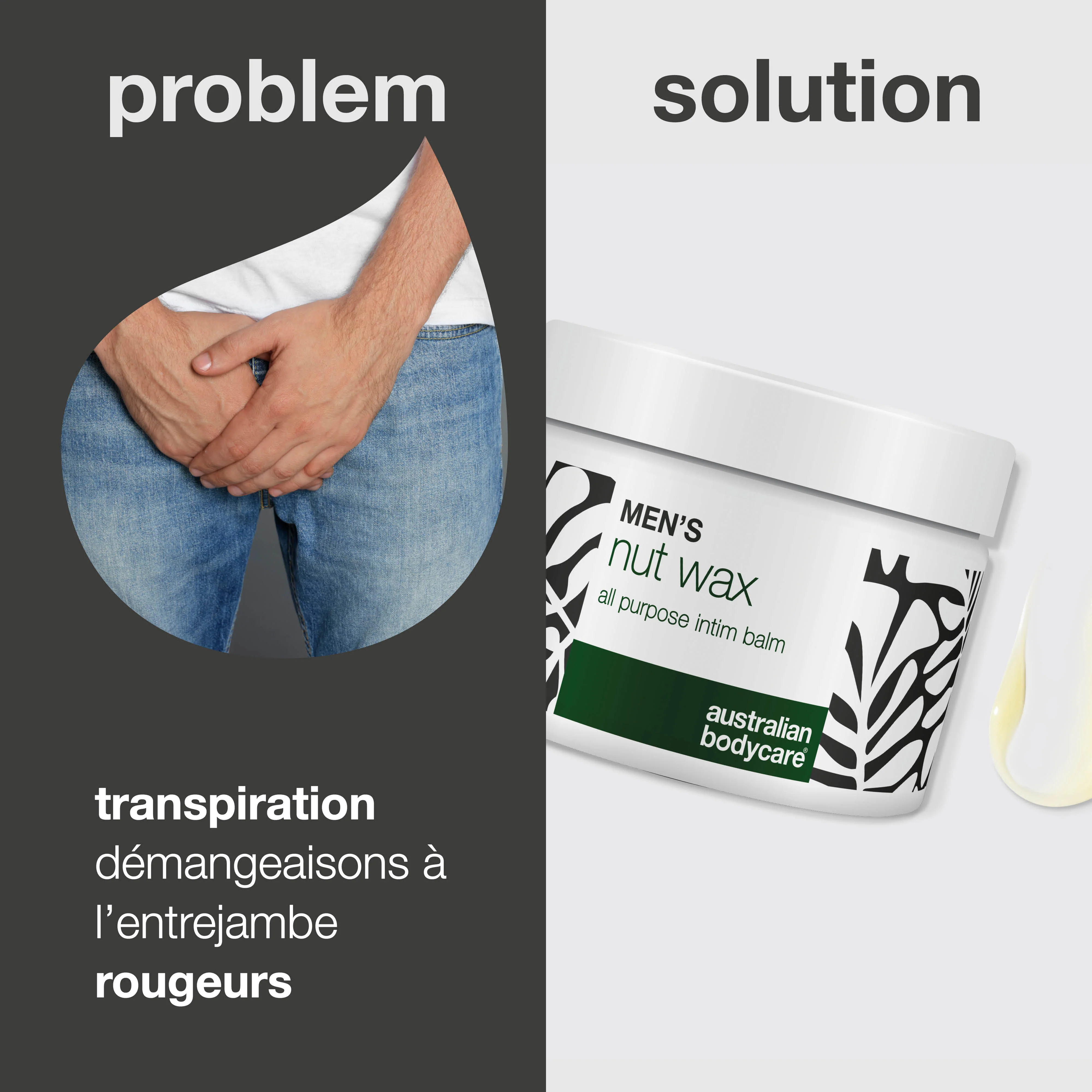 Baume Intime Homme – contre la sueur, frottement et odeur — Nut Wax réduit la sueur, les frottements et les odeurs. Protège la peau sensible avec karité, squalane et bisabolol. - Image 2
