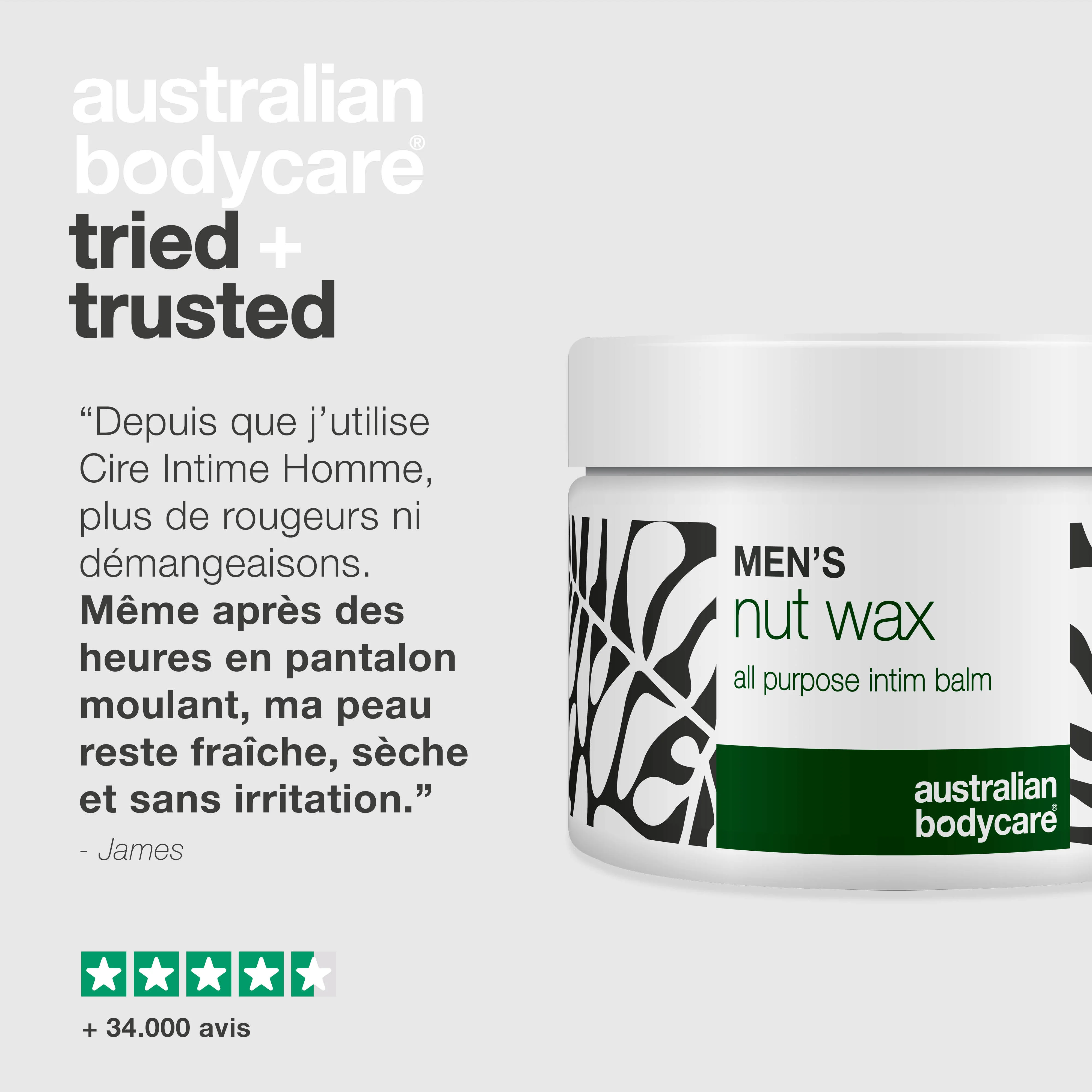 Baume Intime Homme – contre la sueur, frottement et odeur — Nut Wax réduit la sueur, les frottements et les odeurs. Protège la peau sensible avec karité, squalane et bisabolol. - Image 5