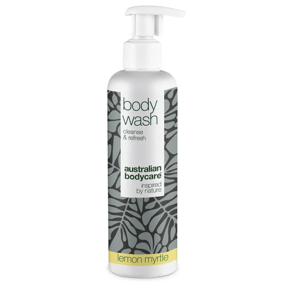 250 ml Body Wash Lemon Myrtle — Gel douche efficace contre boutons, points noirs et peau à imperfections au parfum frais d’agrumes