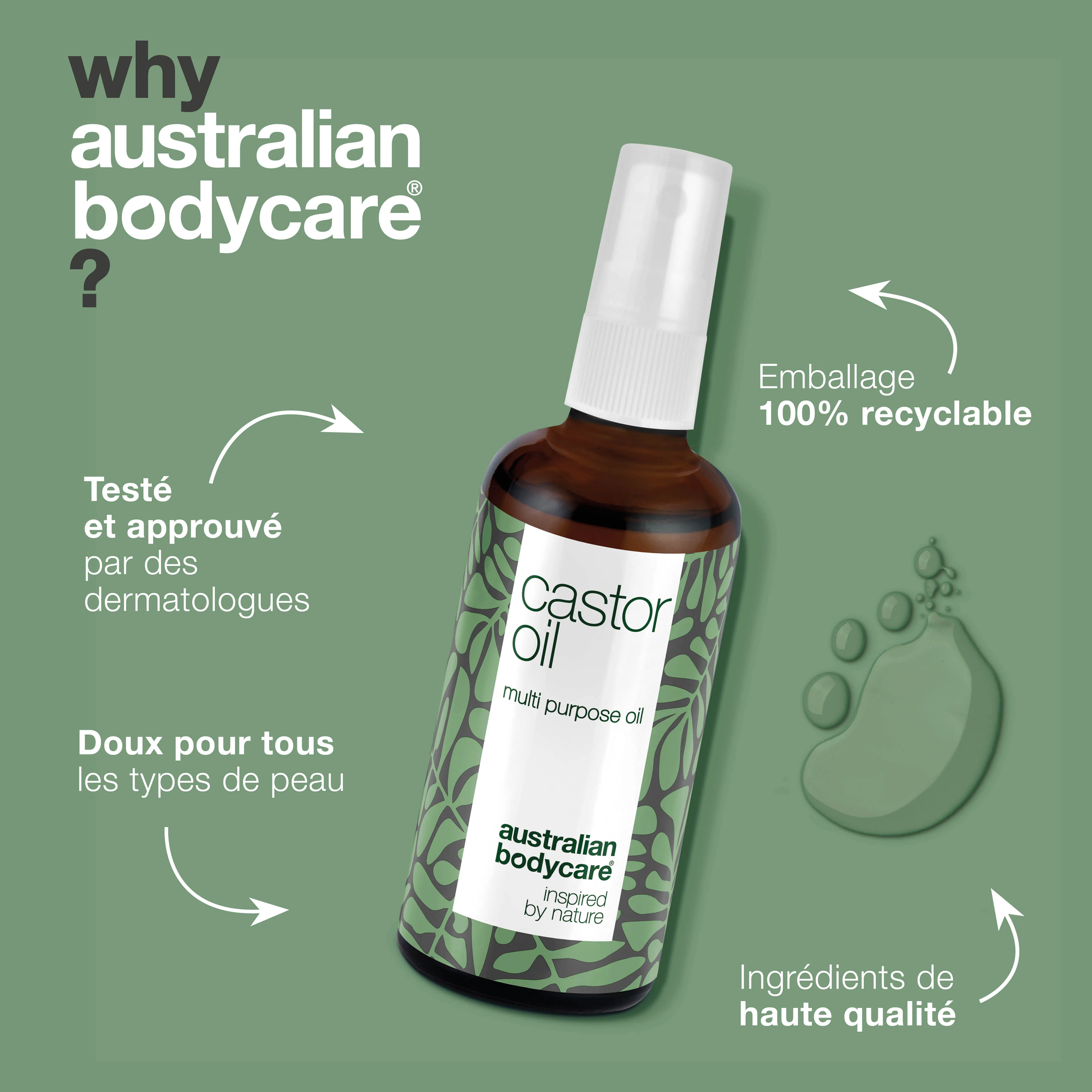 Castor Oil – Huile de ricin nourrissante pour peau & cheveux — Huile de ricin hydratante pour peau, cheveux, sourcils & cils. Apaise la sécheresse, nourrit le cuir chevelu & renforce les cils. - Image 4