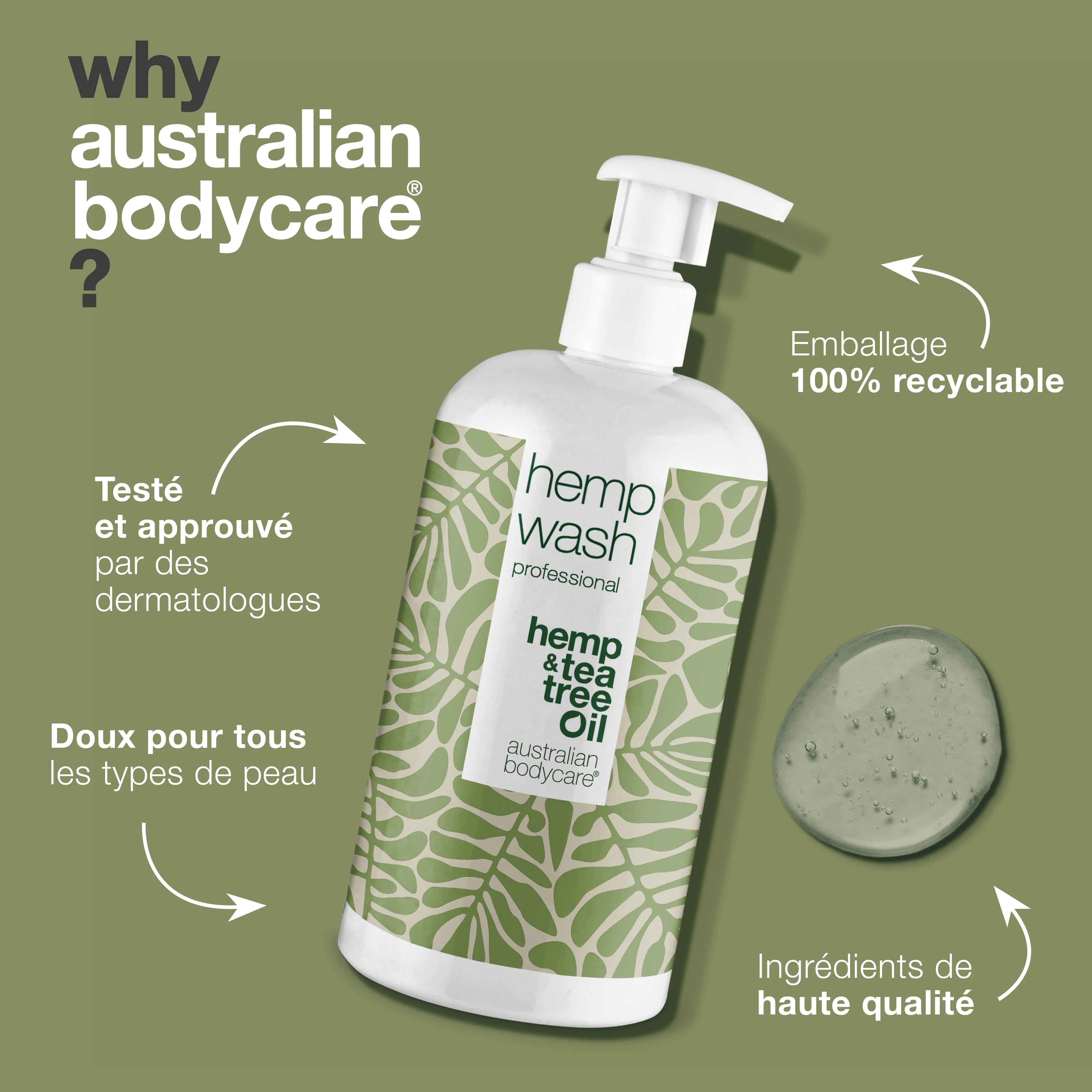 Gel Douche nettoyant au Chanvre — Gel nettoyant à l'huile de chanvre naturelle pour les peaux sèches et grasses - Image 4