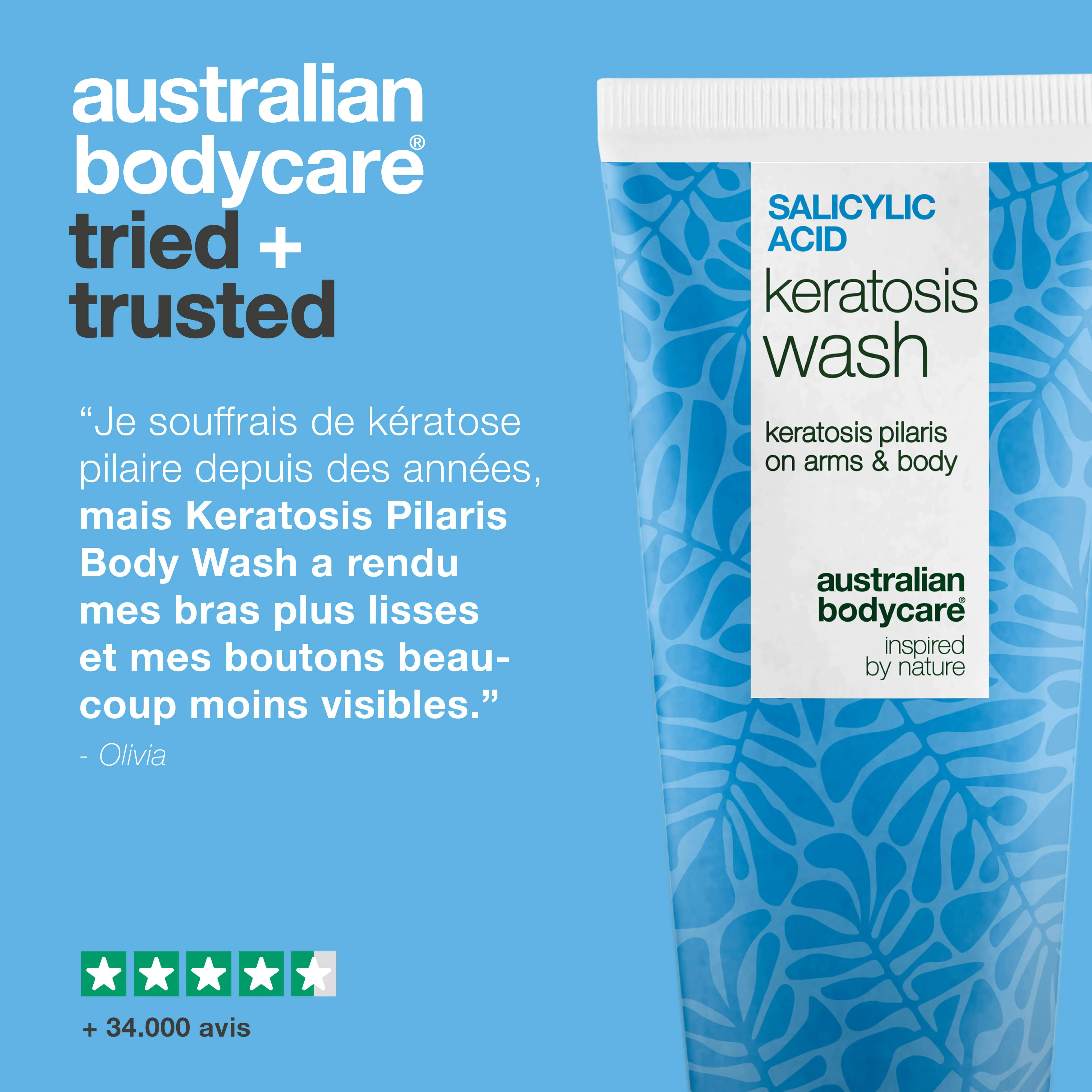 Kératose Pilaire Gel Douche – pour peau rugueuse et bosses — Kératose Pilaire Gel Douche contre la kératose pilaire, peau sèche et bosselée. Avec acide salicylique, niacinamide et glycérine. - Image 5