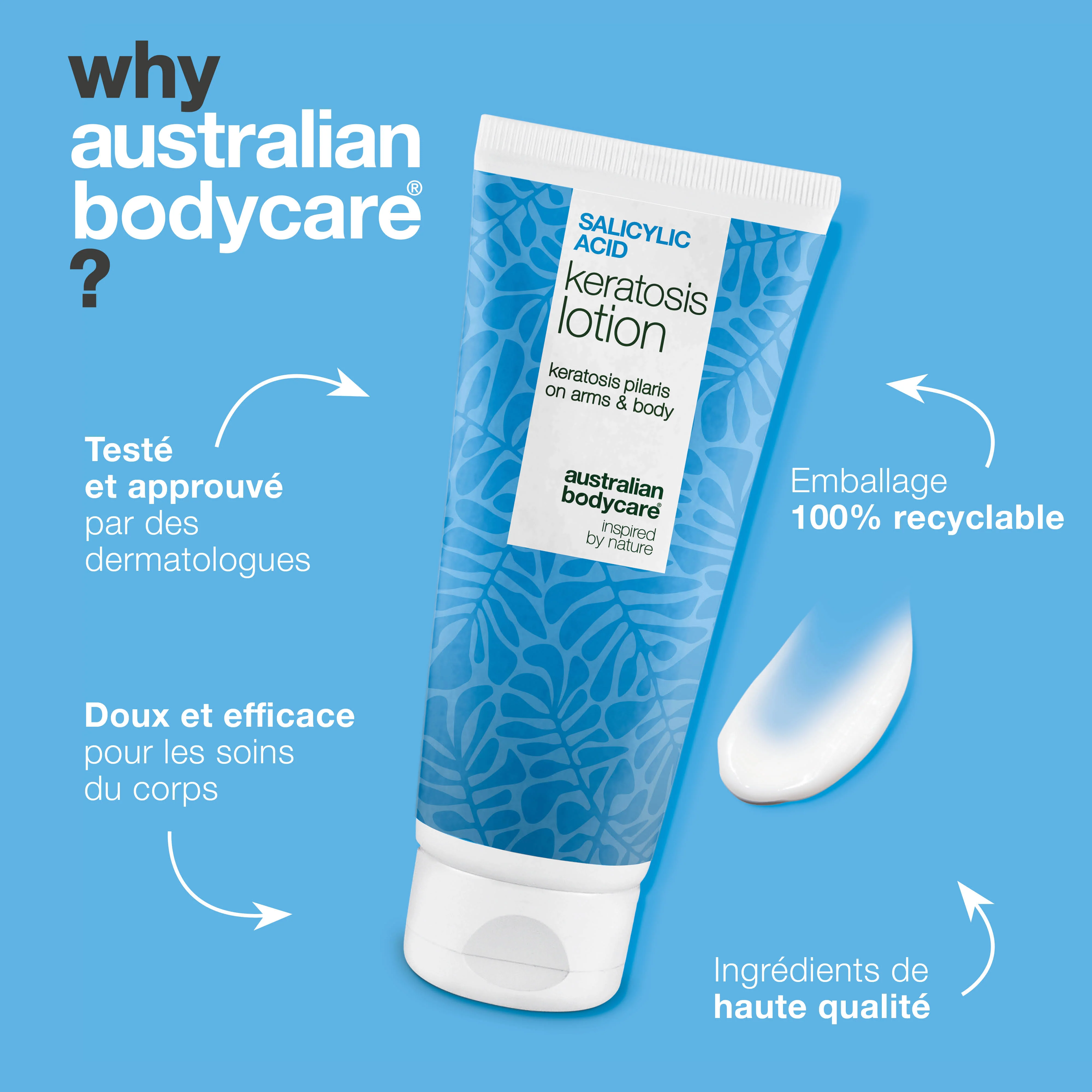 Lotion corps kératose pilaire et peau sèche granuleuse — Lotion pour kératose pilaire et peau sèche. Lisse avec acide salicylique, niacinamide et zinc. - Image 4