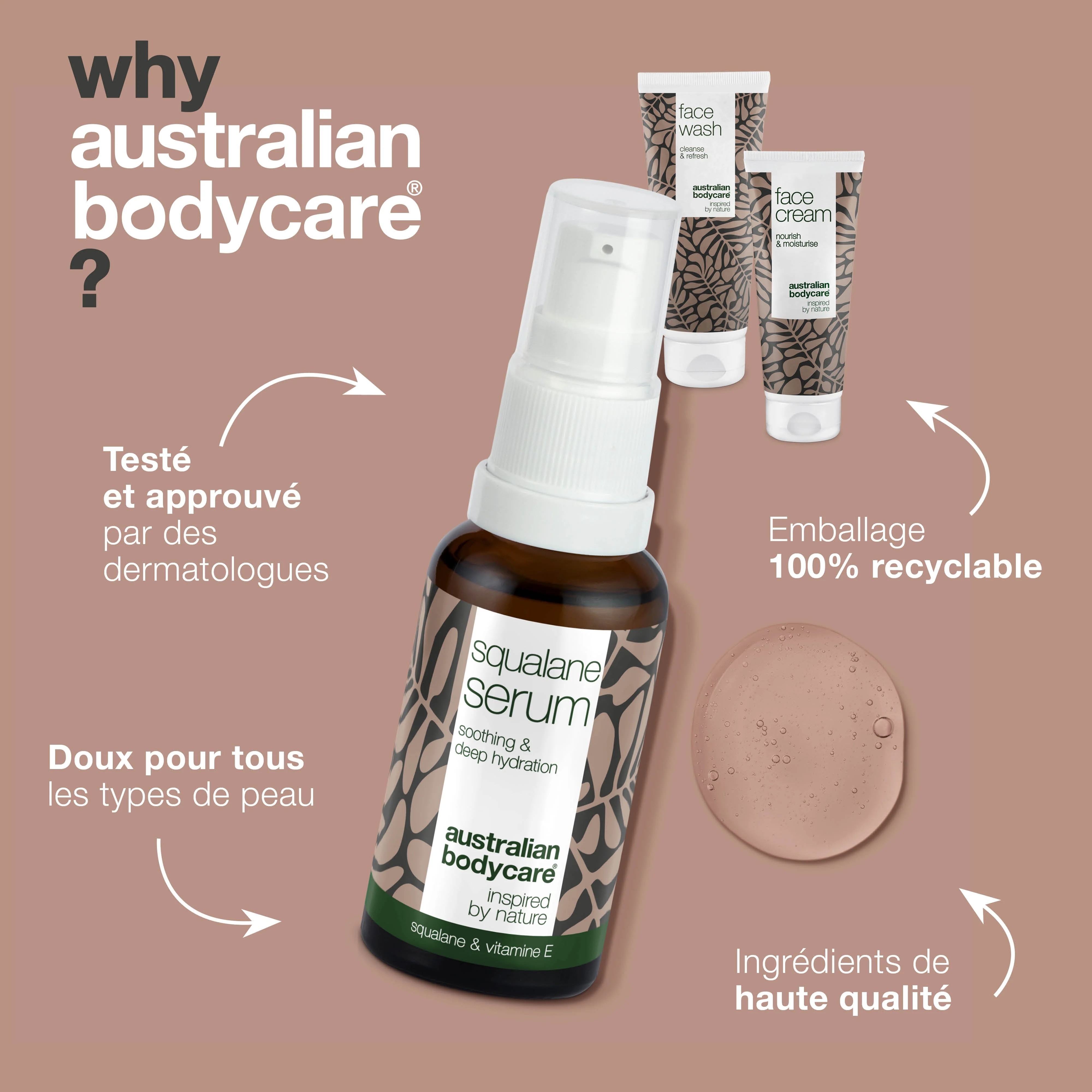 Kit pour les démangeaisons et la peau très sèche du visage — 3 produits hydratants : Nettoyant visage, Sérum et Crème Squalane - Image 4