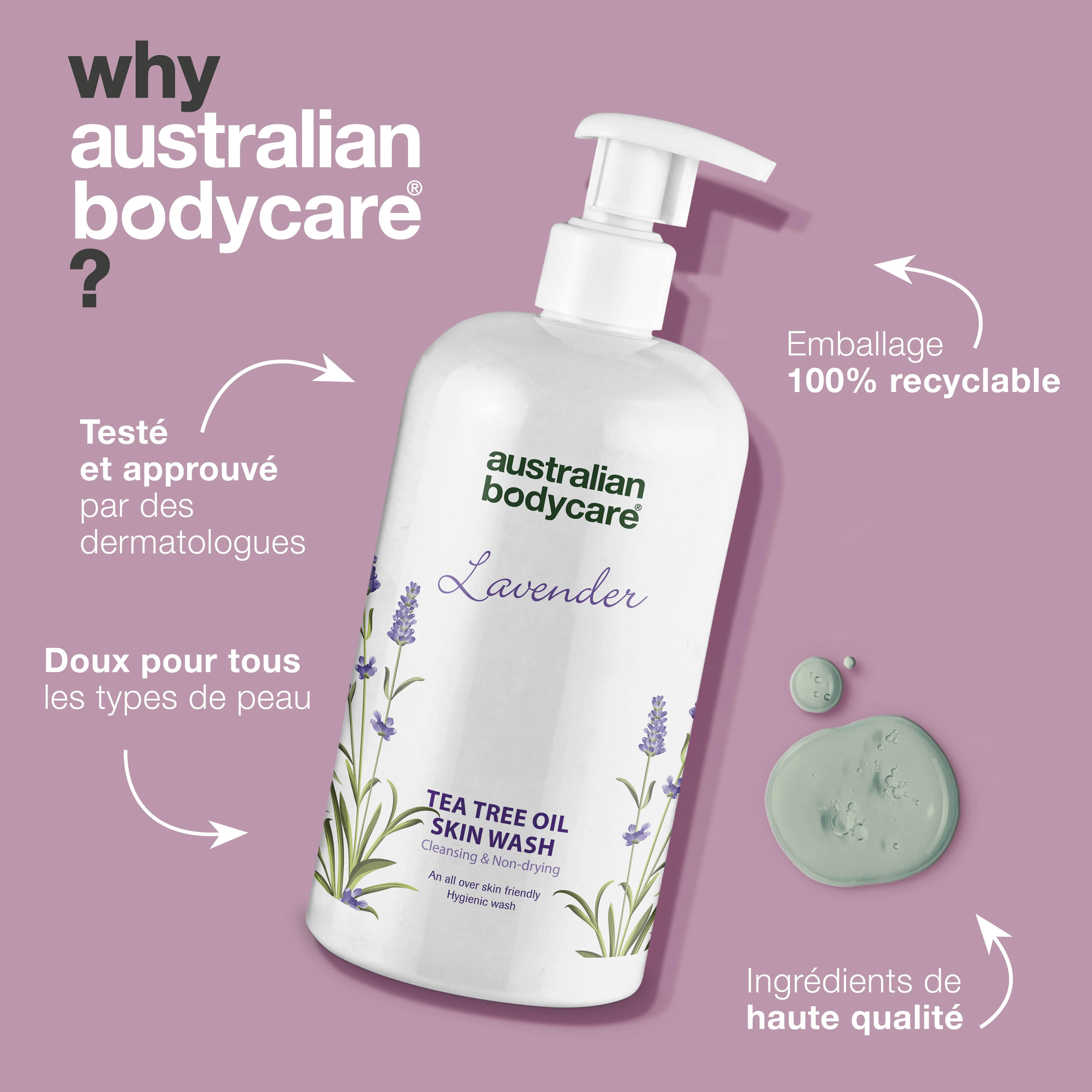 Professionnel Savon pour le corps à l’huile de tea tree & lavande — Gel douche à l'huile de tea tree et à la lavande pour le lavage quotidien du corps - Image 4