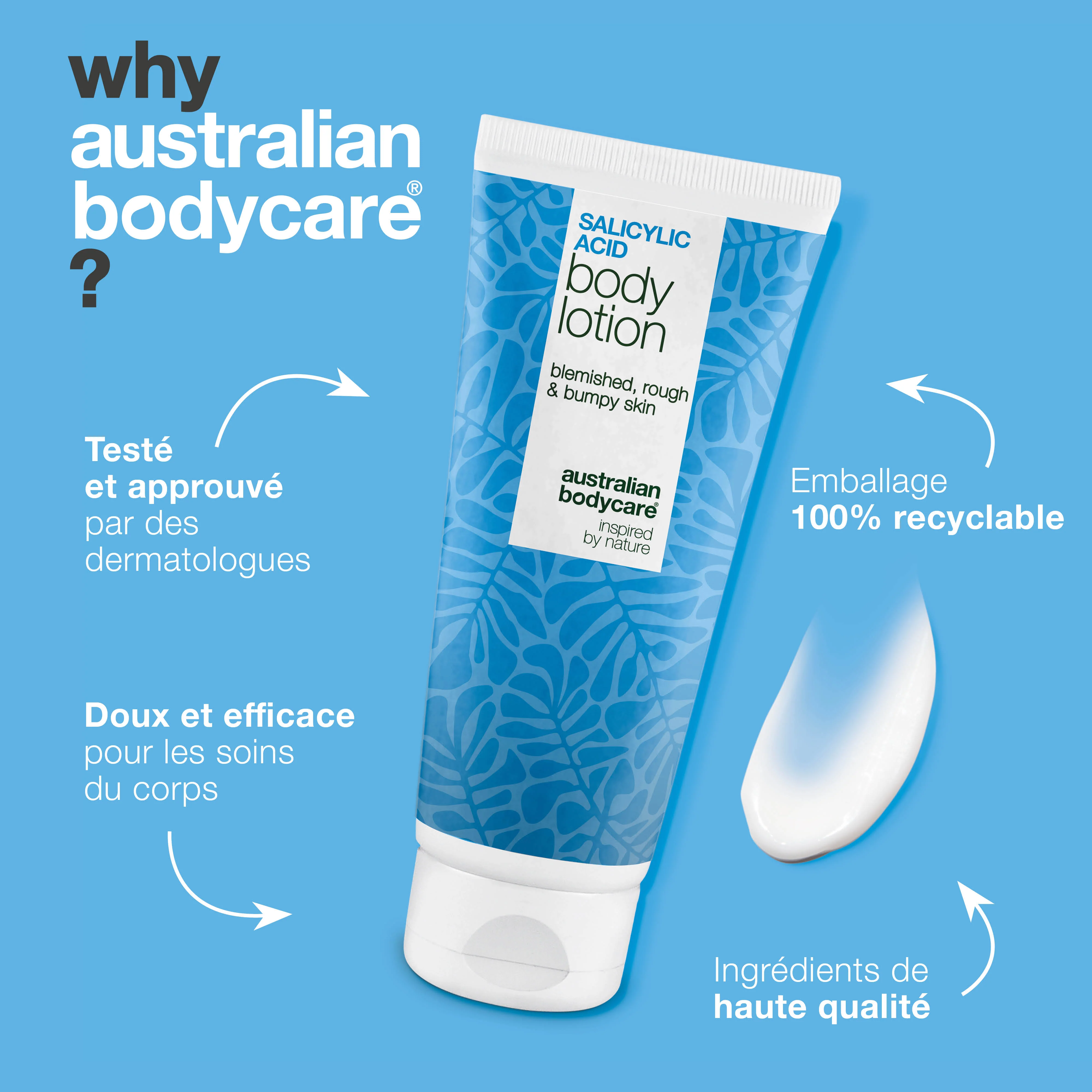 Lotion corps à l’acide salicylique – peau sèche et irrégulière — Lotion à l’acide salicylique qui exfolie, hydrate et aide à lisser la peau sèche et irrégulière. Idéale pour un usage quotidien. - Image 4