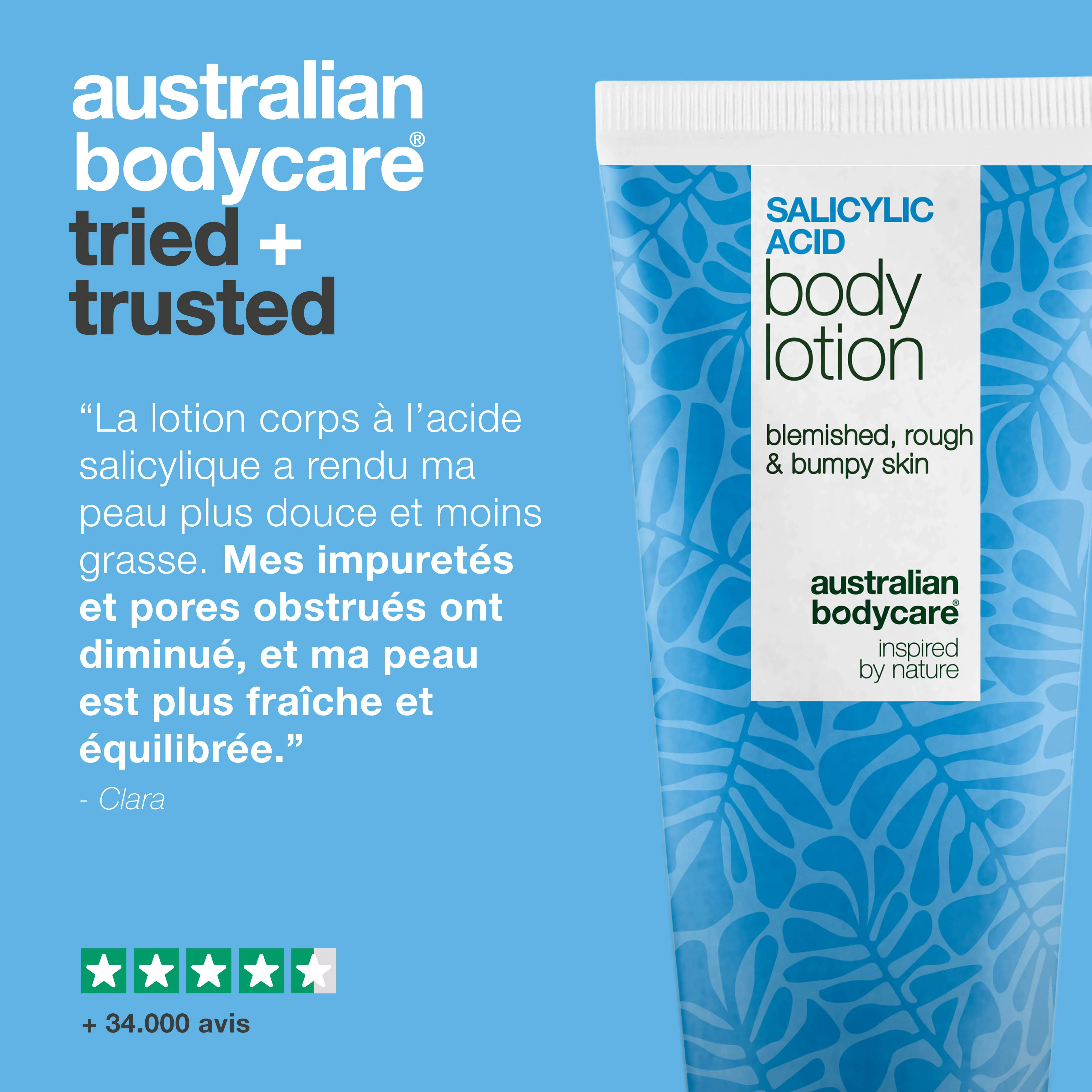Lotion corps à l’acide salicylique – peau sèche et irrégulière — Lotion à l’acide salicylique qui exfolie, hydrate et aide à lisser la peau sèche et irrégulière. Idéale pour un usage quotidien. - Image 5