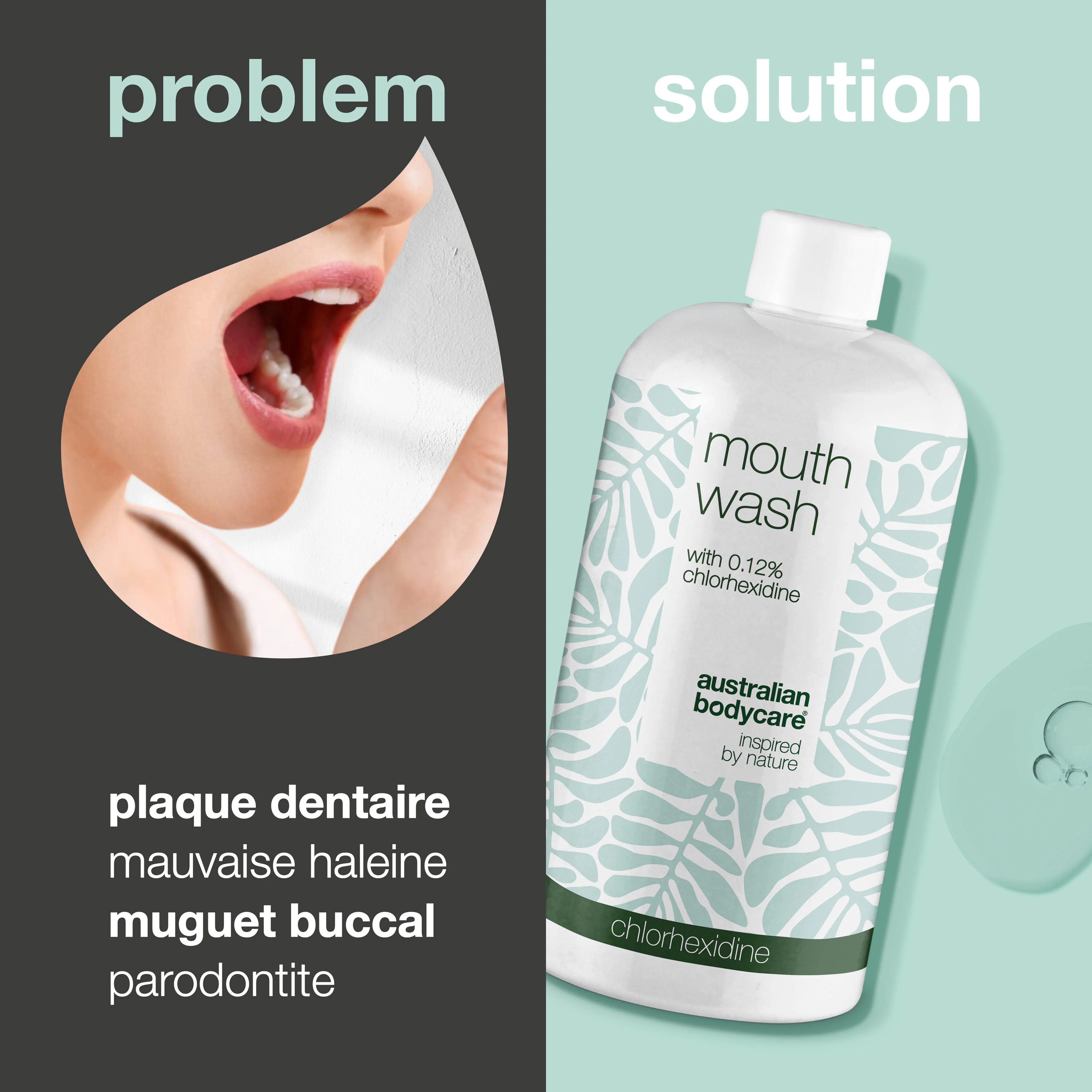 Chlorhexidine bain de bouche 0,12 % avec huile de tea tree — Bain de bouche pour le soin quotidien des gencives douloureuses, des maladies parodontales et de la mauvaise haleine - Image 2