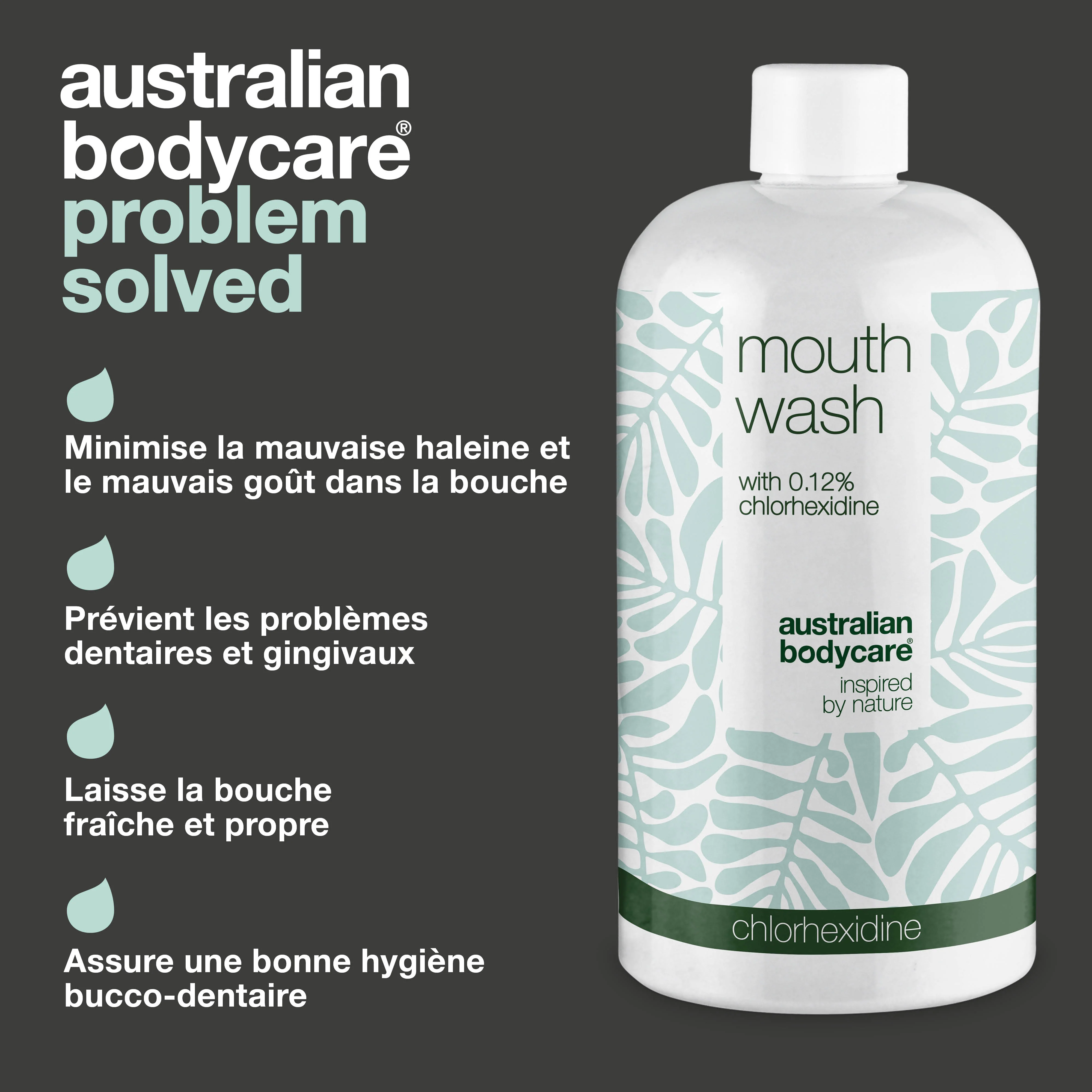 Chlorhexidine bain de bouche 0,12 % avec huile de tea tree — Bain de bouche pour le soin quotidien des gencives douloureuses, des maladies parodontales et de la mauvaise haleine - Image 3