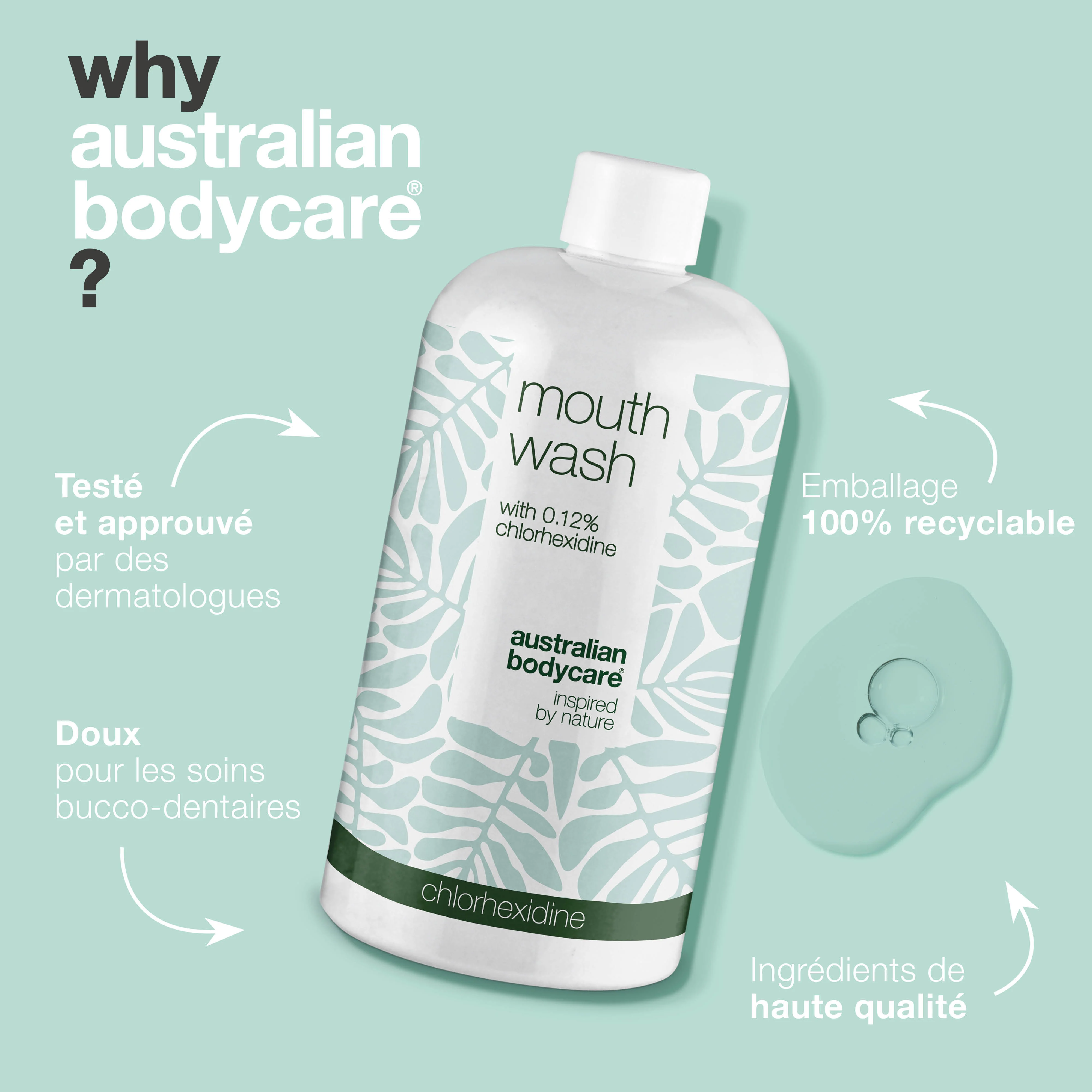 Chlorhexidine bain de bouche 0,12 % avec huile de tea tree — Bain de bouche pour le soin quotidien des gencives douloureuses, des maladies parodontales et de la mauvaise haleine - Image 4