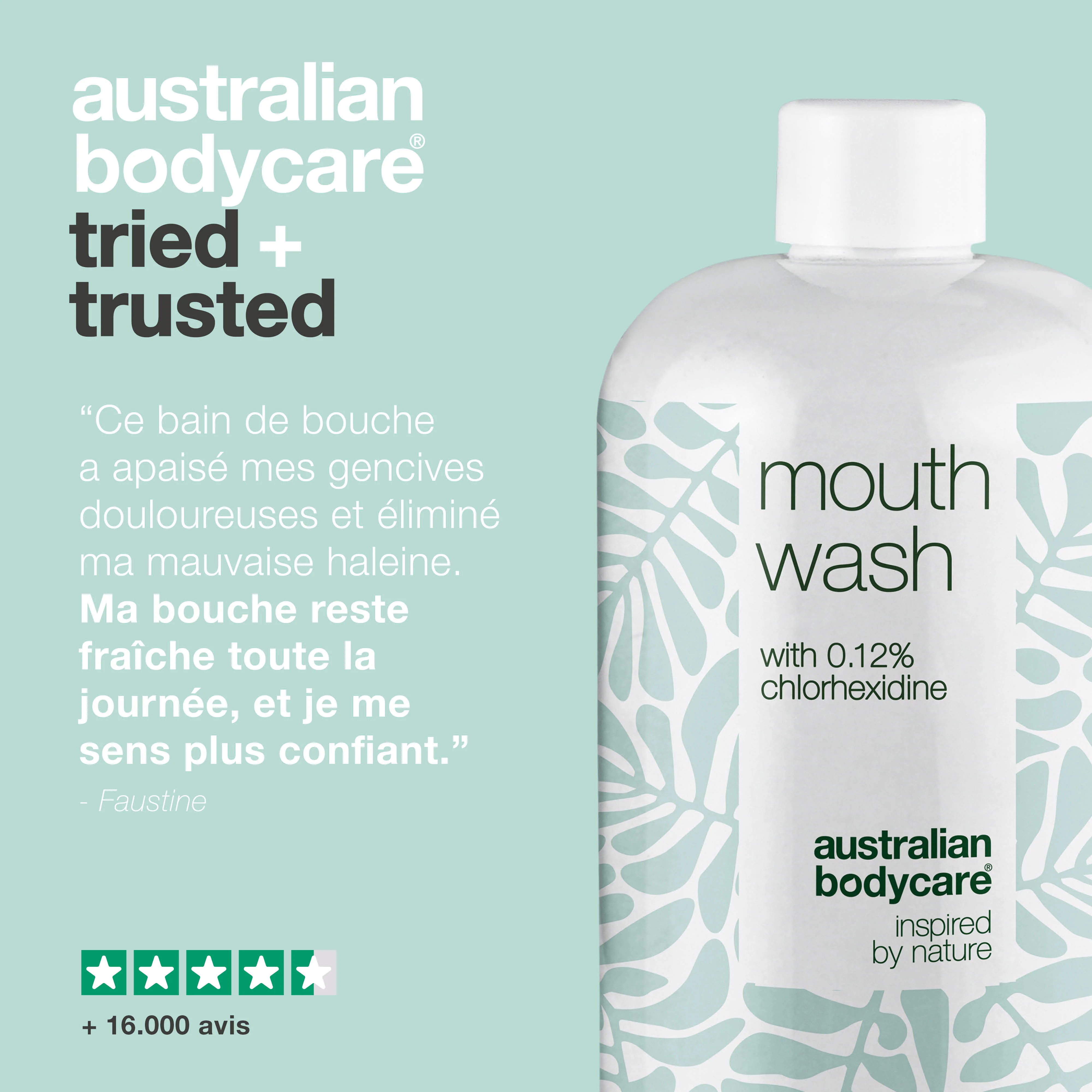Chlorhexidine bain de bouche 0,12 % avec huile de tea tree — Bain de bouche pour le soin quotidien des gencives douloureuses, des maladies parodontales et de la mauvaise haleine - Image 5