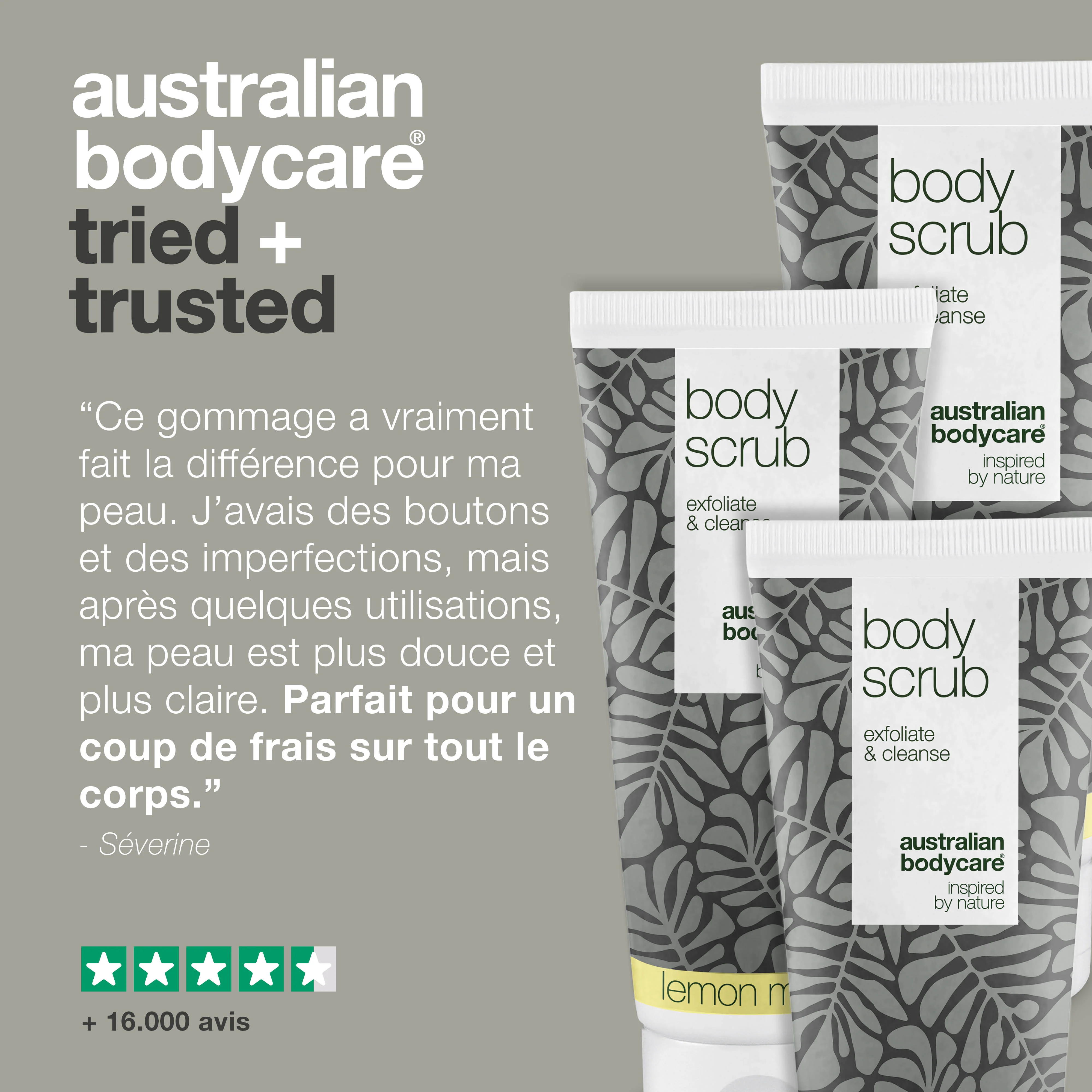 3 pour 2 Gommage corporel - achat groupé — Lot de 3 gommages corporels (200 ml) : 2x Myrte citronnée & 1x Huile de tea tree - Image 5