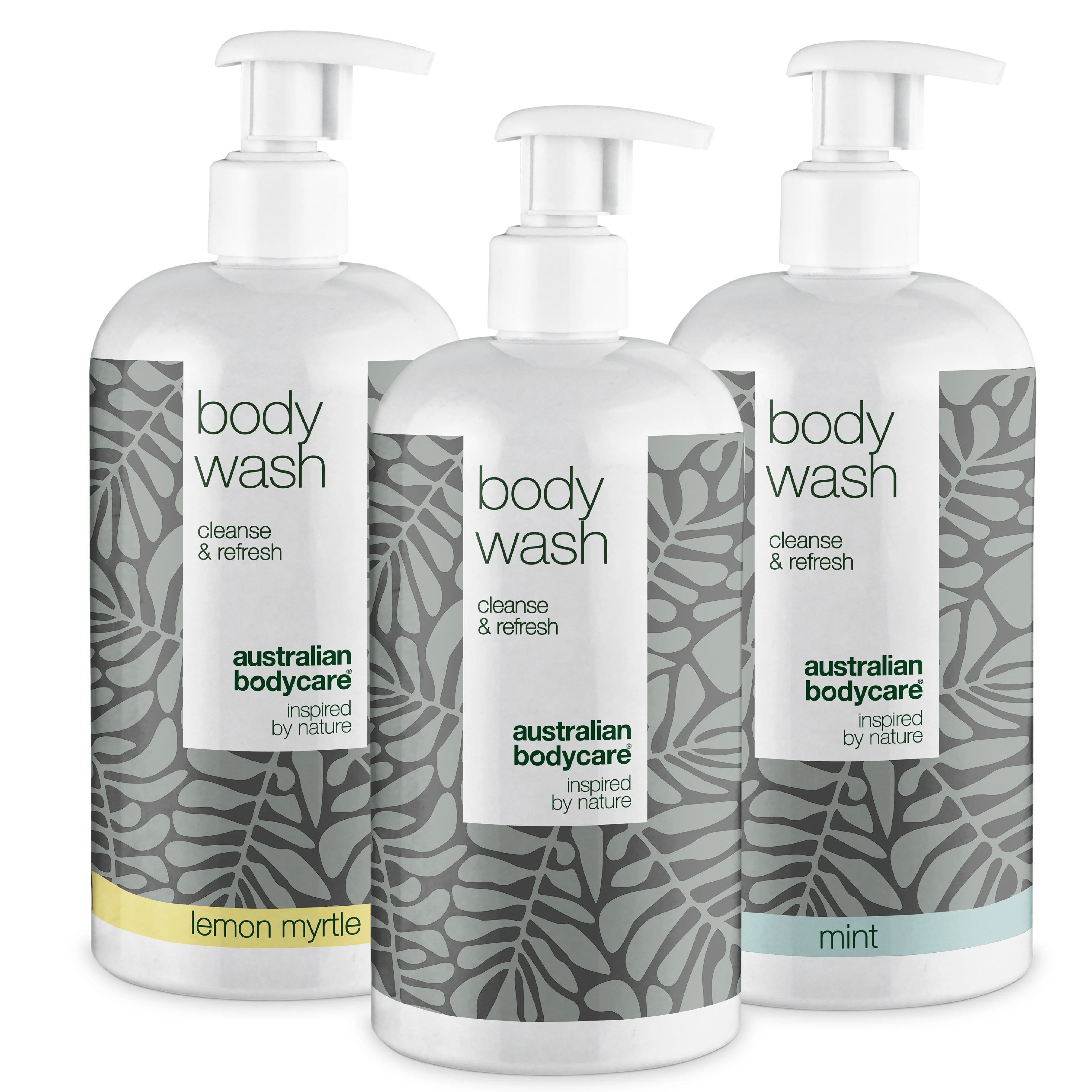 3 pour 2 Gel lavant pour le corps 500 ml - achat groupé — Lot de 3 gels douche (500 ml) : Huile de tea Tree, Myrte Citronnée et Menthe