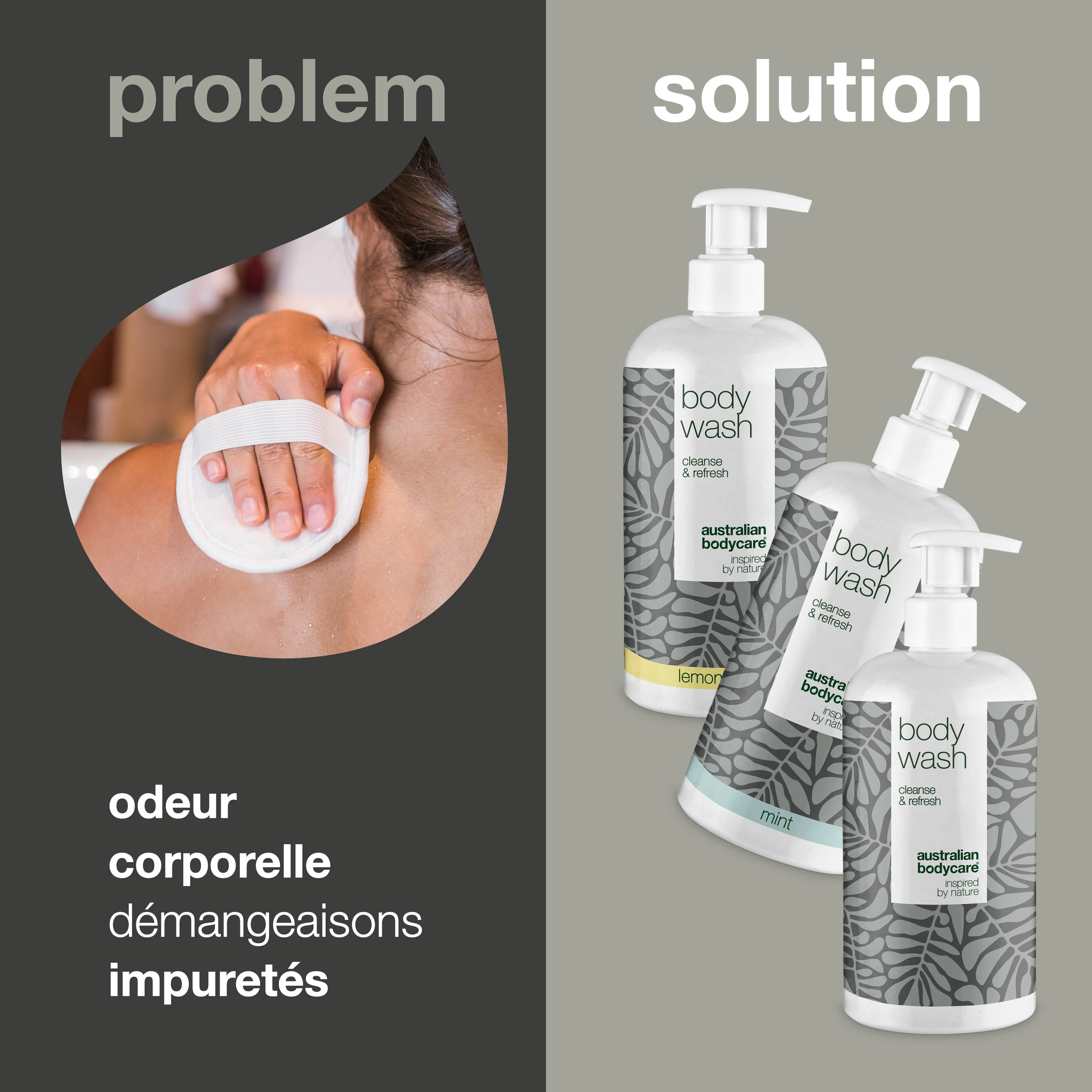 3 pour 2 Gel lavant pour le corps 500 ml - achat groupé — Lot de 3 gels douche (500 ml) : Huile de tea Tree, Myrte Citronnée et Menthe - Image 2