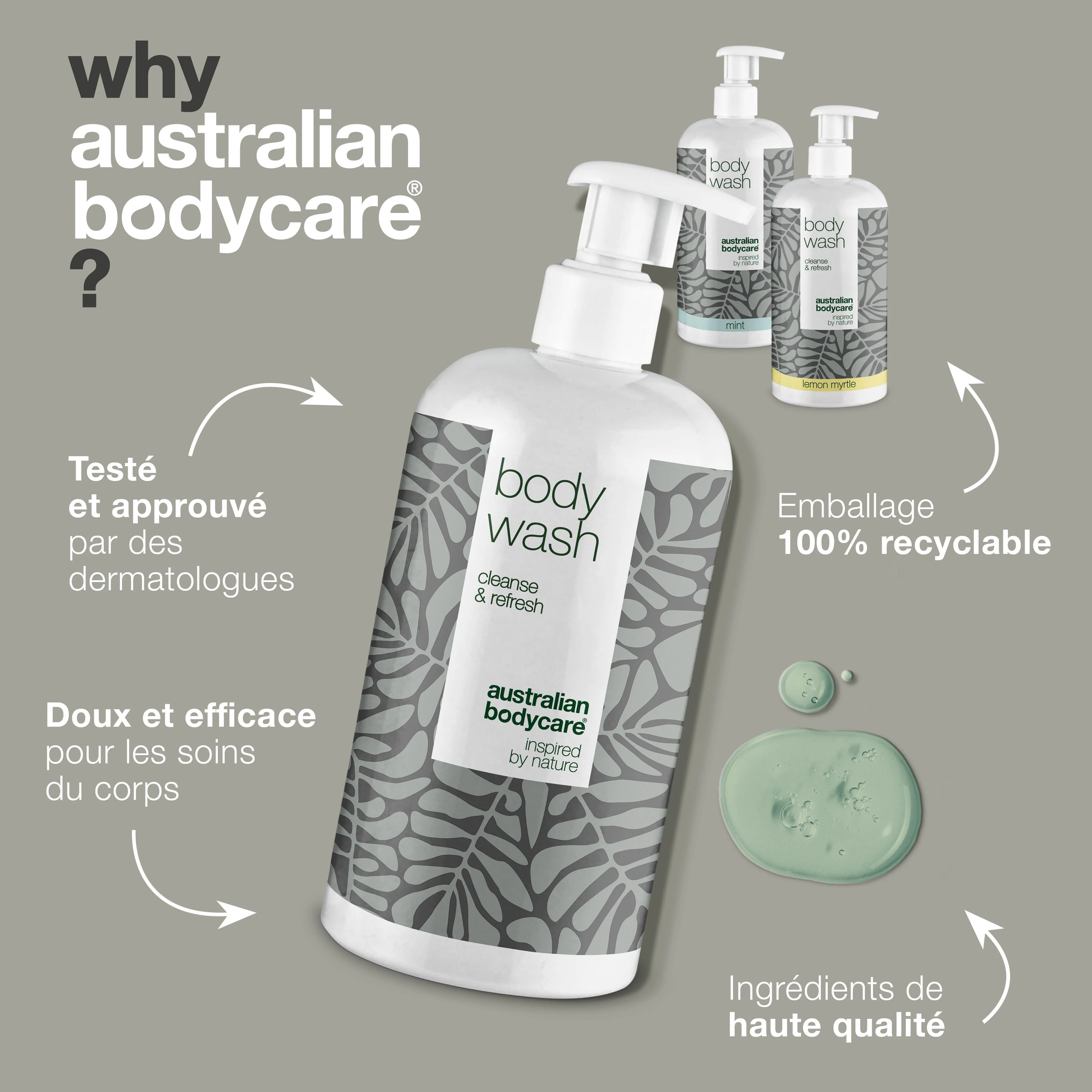 3 pour 2 Gel lavant pour le corps 500 ml - achat groupé — Lot de 3 gels douche (500 ml) : Huile de tea Tree, Myrte Citronnée et Menthe - Image 4