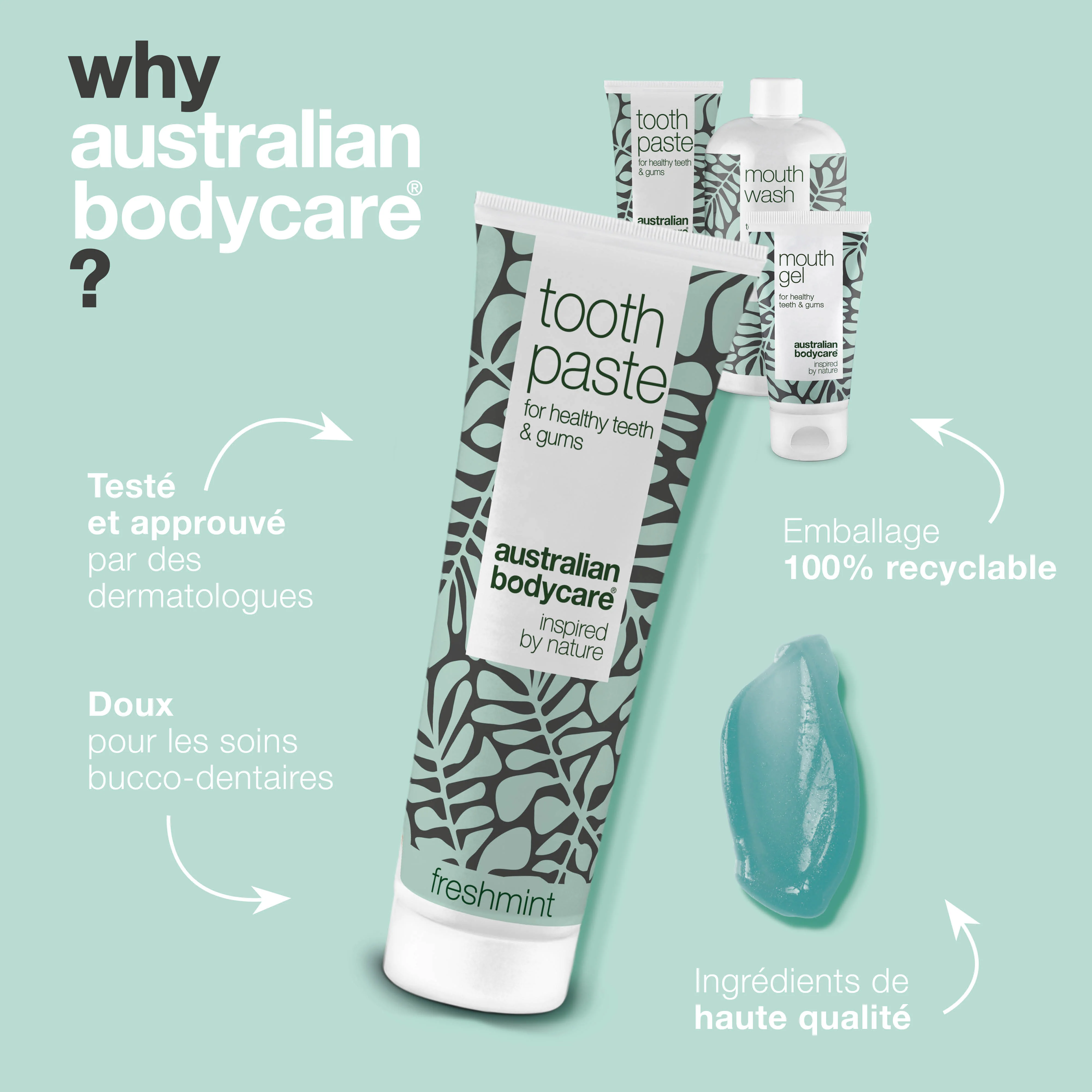 Kit produits pour la bouche de 4 produits à l'huile de tea tree — Pour les soins quotidiens en cas de muguet buccal, de maladie parodontale et de gingivite - Image 4