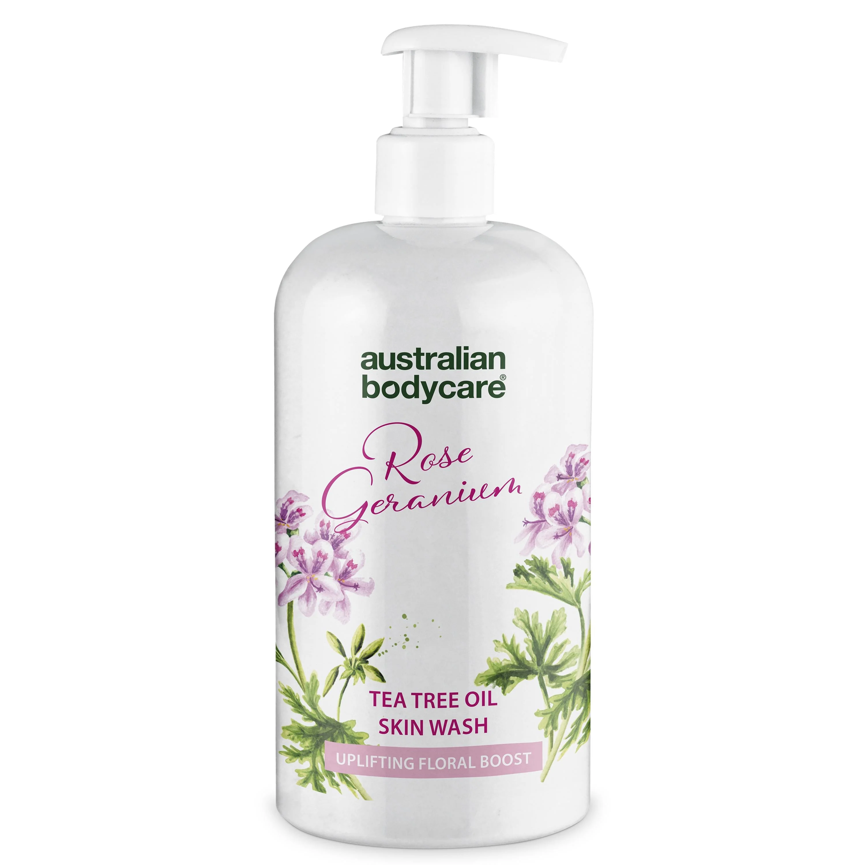 Professionnel Nettoyant pour la peau à la rose — Gel douche nettoyant en profondeur à l'huile de tea tree et au géranium rosat