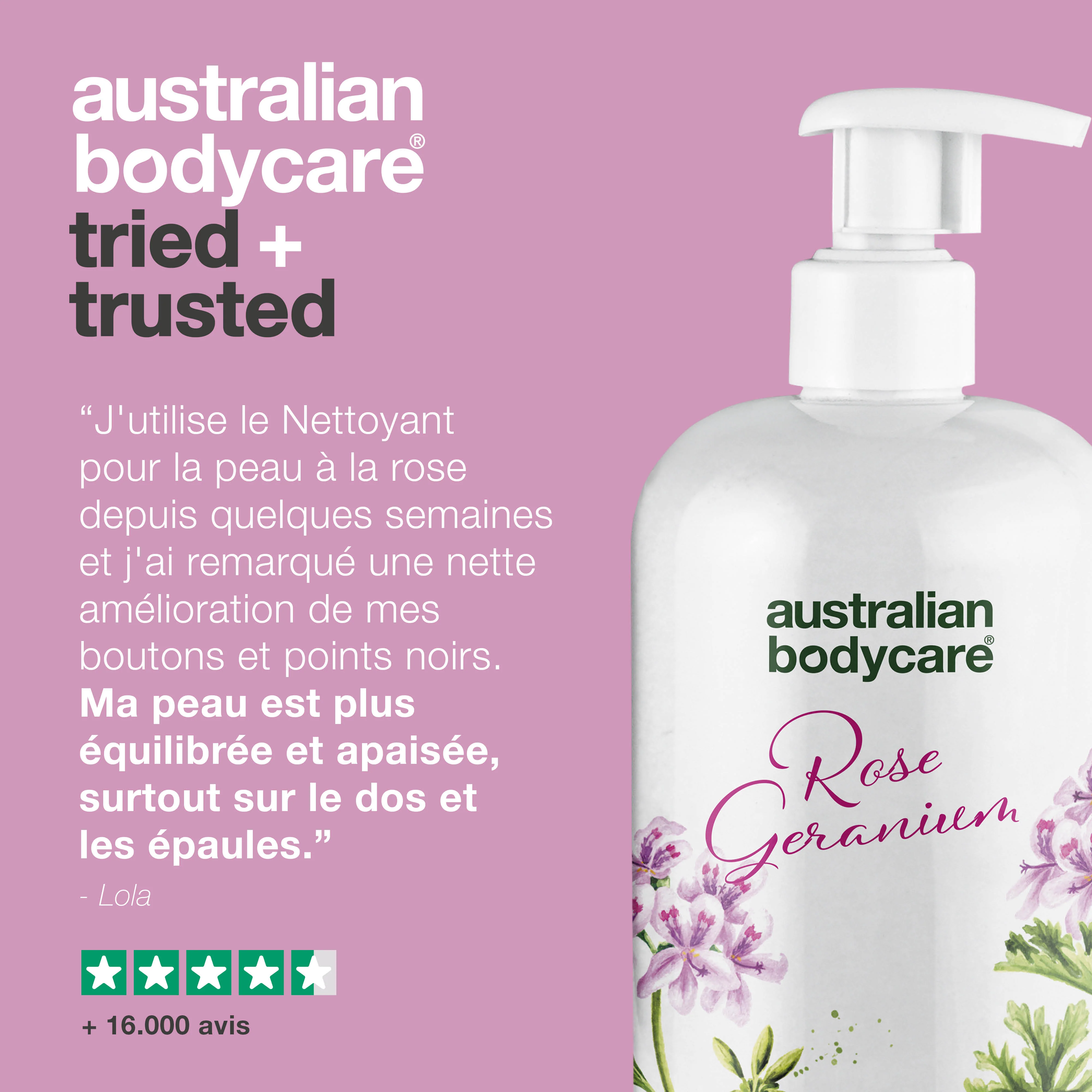 Professionnel Nettoyant pour la peau à la rose — Gel douche nettoyant en profondeur à l'huile de tea tree et au géranium rosat - Image 5