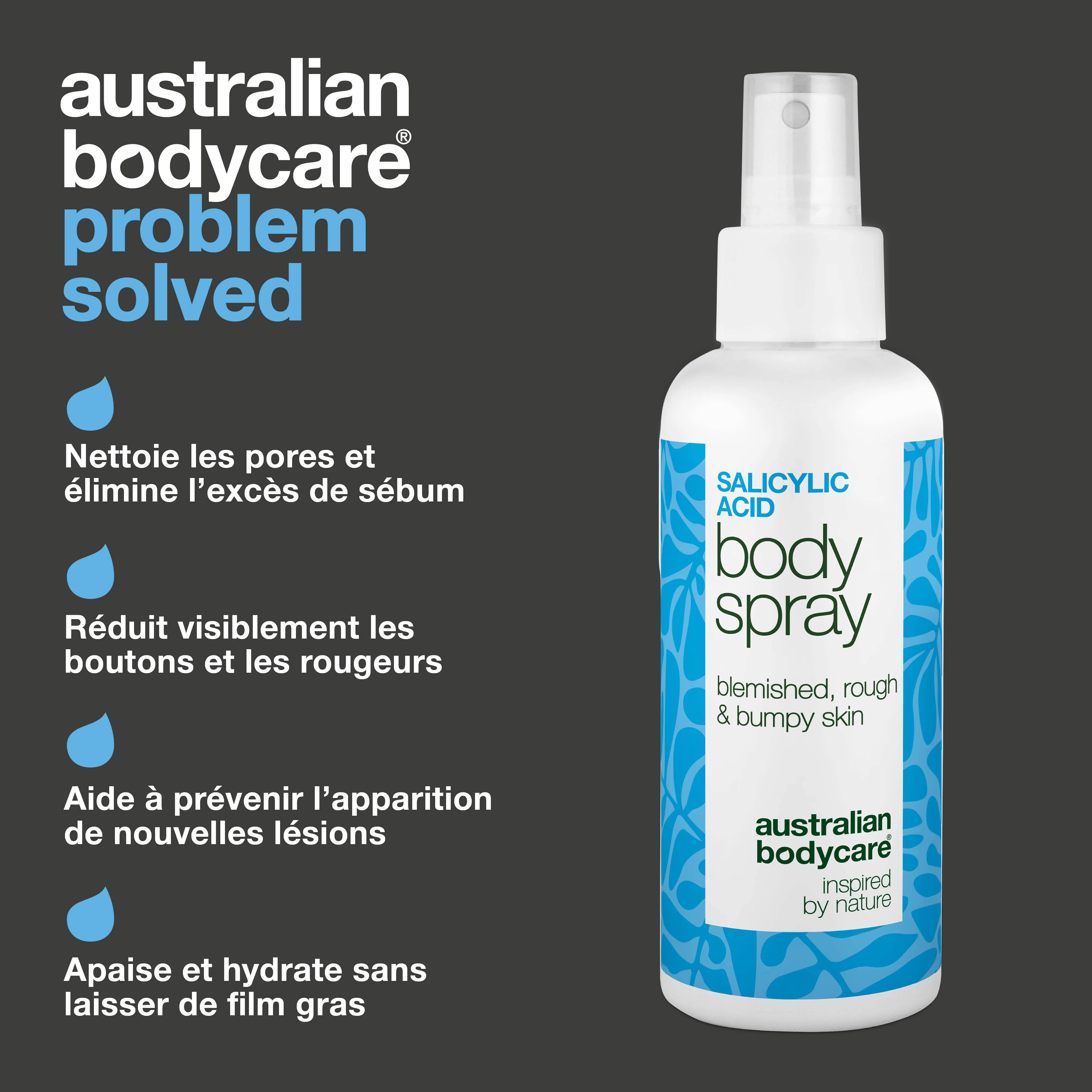 Spray à l’acide salicylique pour boutons et pores obstrués — Spray contre boutons et pores bouchés. Contient 2 % d’acide salicylique et acide glycolique pour purifier et lisser la peau. - Image 3