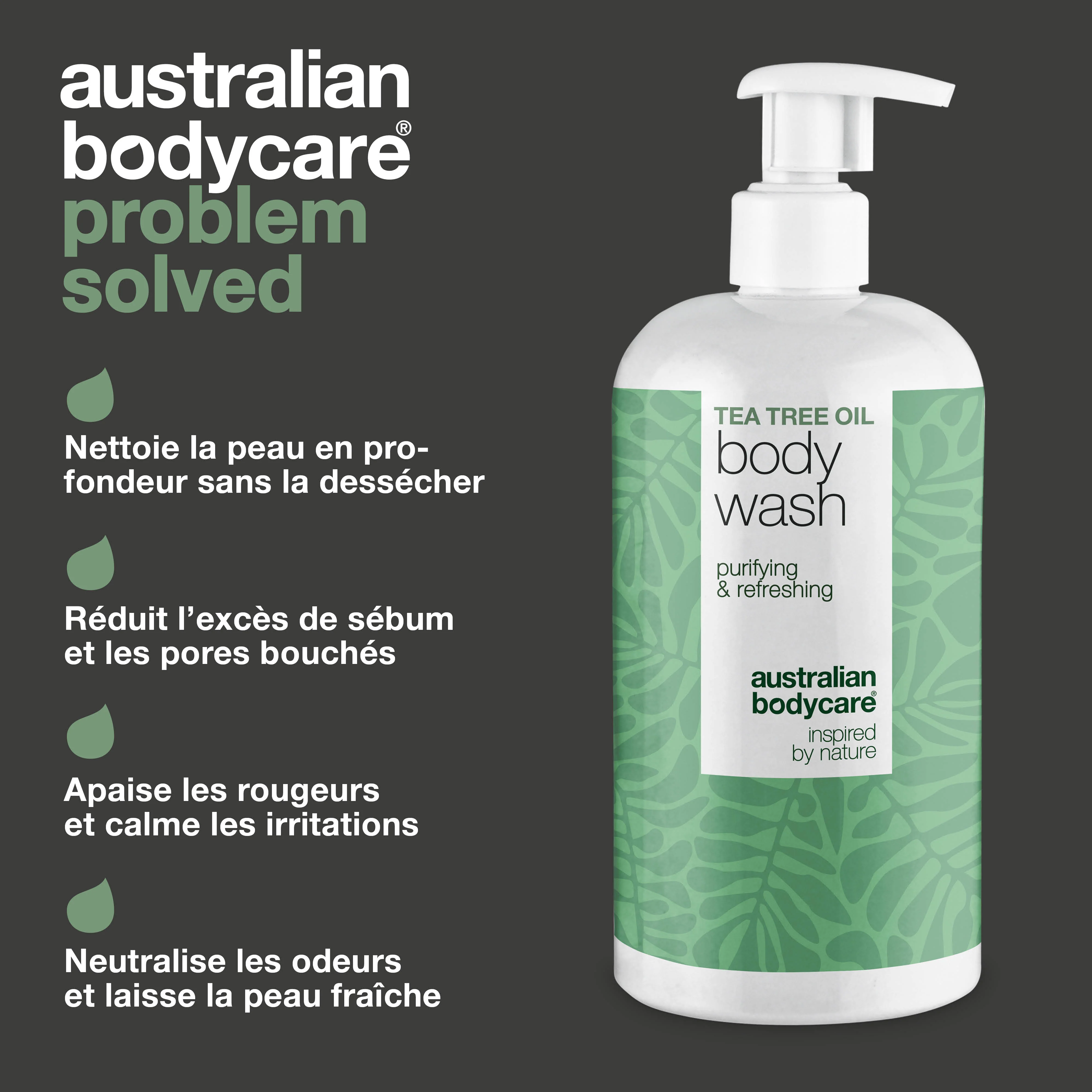 Gel douche Tea Tree pour boutons, sueur et peau grasse — Gel douche Tea Tree pour boutons, transpiration et odeurs. Avec Tea Tree Oil, Zinc PCA et coco-bétaïne douce. - Image 3
