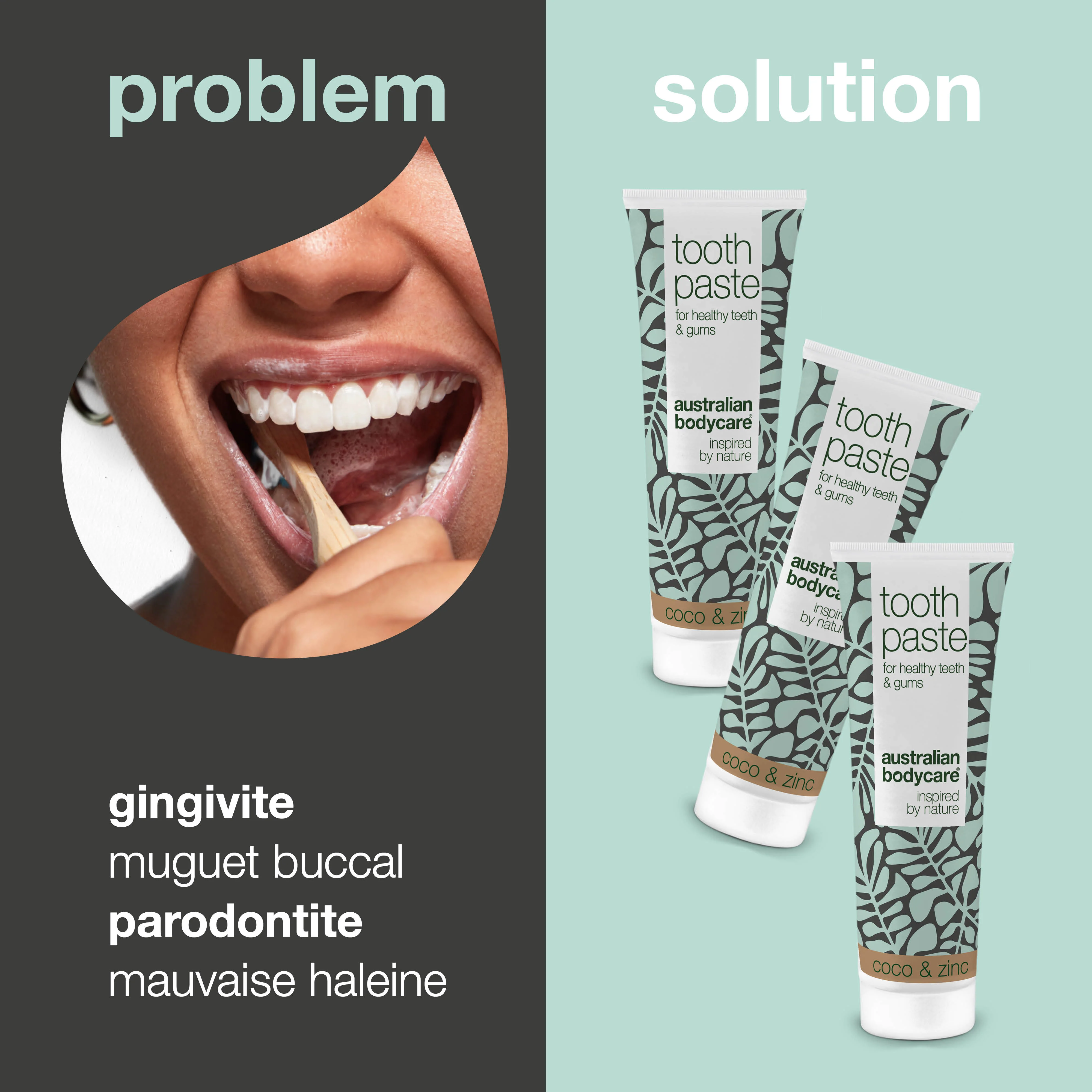 3 Dentifrice à l'huile de tea tree, noix de coco et zinc — Pour le traitement quotidien des maladies parodontales, des mycoses et de la gingivite - Image 2