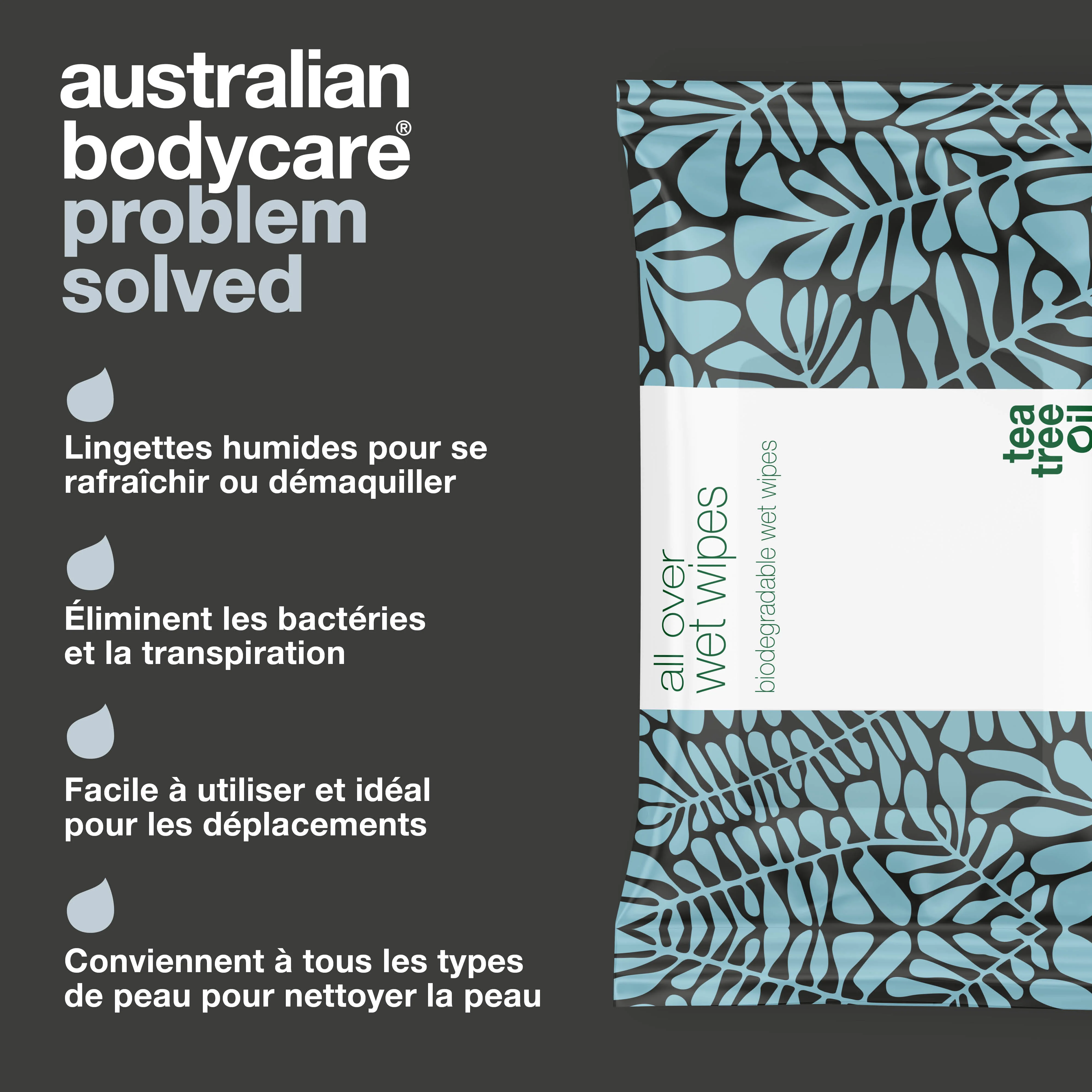 Lingettes démaquillantes peau sensible à l'huile de tea tree (24 pièces) — Nettoie et rafraîchit efficacement la peau du corps - Image 3