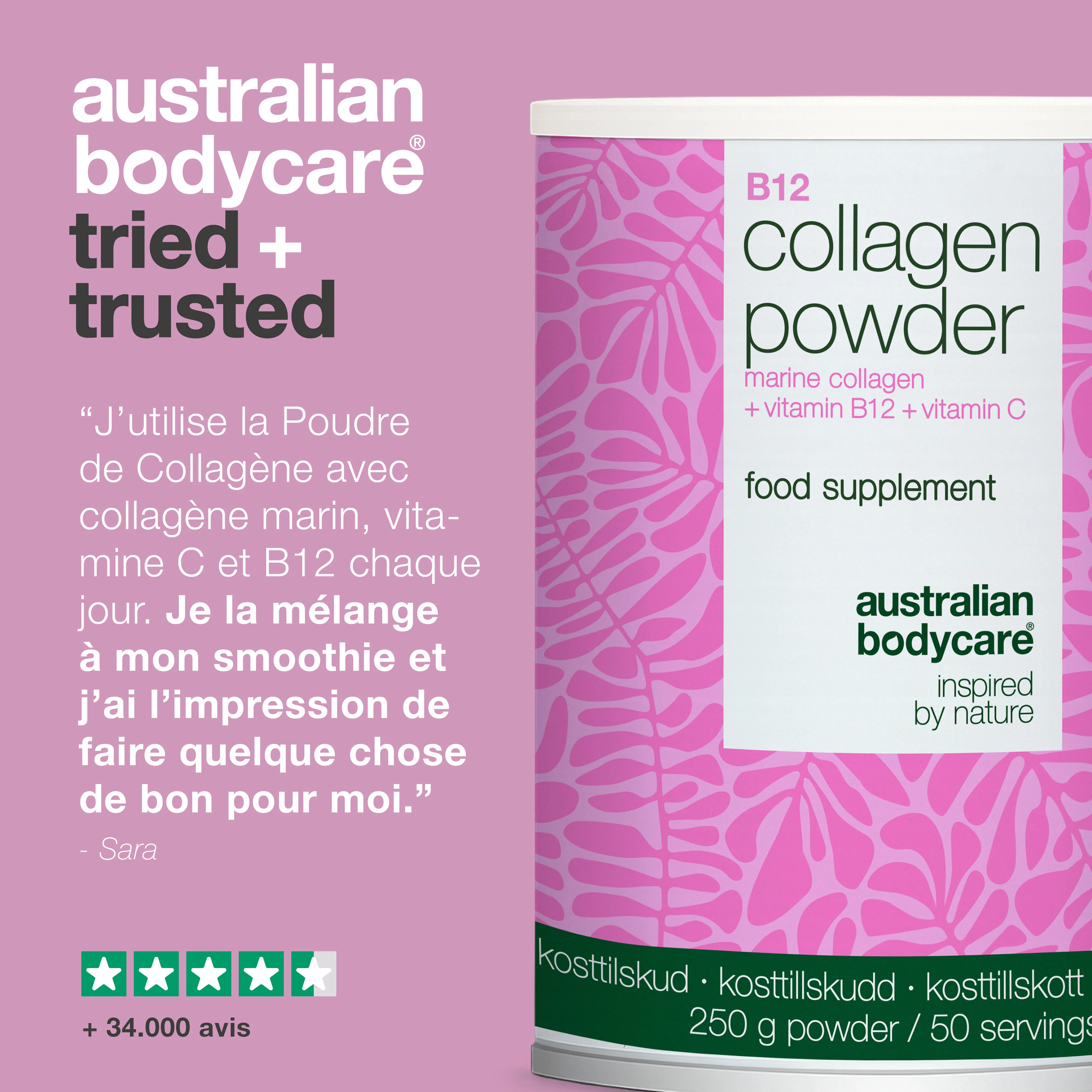 Poudre de collagène avec vitamines C et B12 – 250g — Poudre de collagène à utiliser chaque jour dans vos repas. Avec collagène marin, vitamine C et vitamine B12. - Image 5